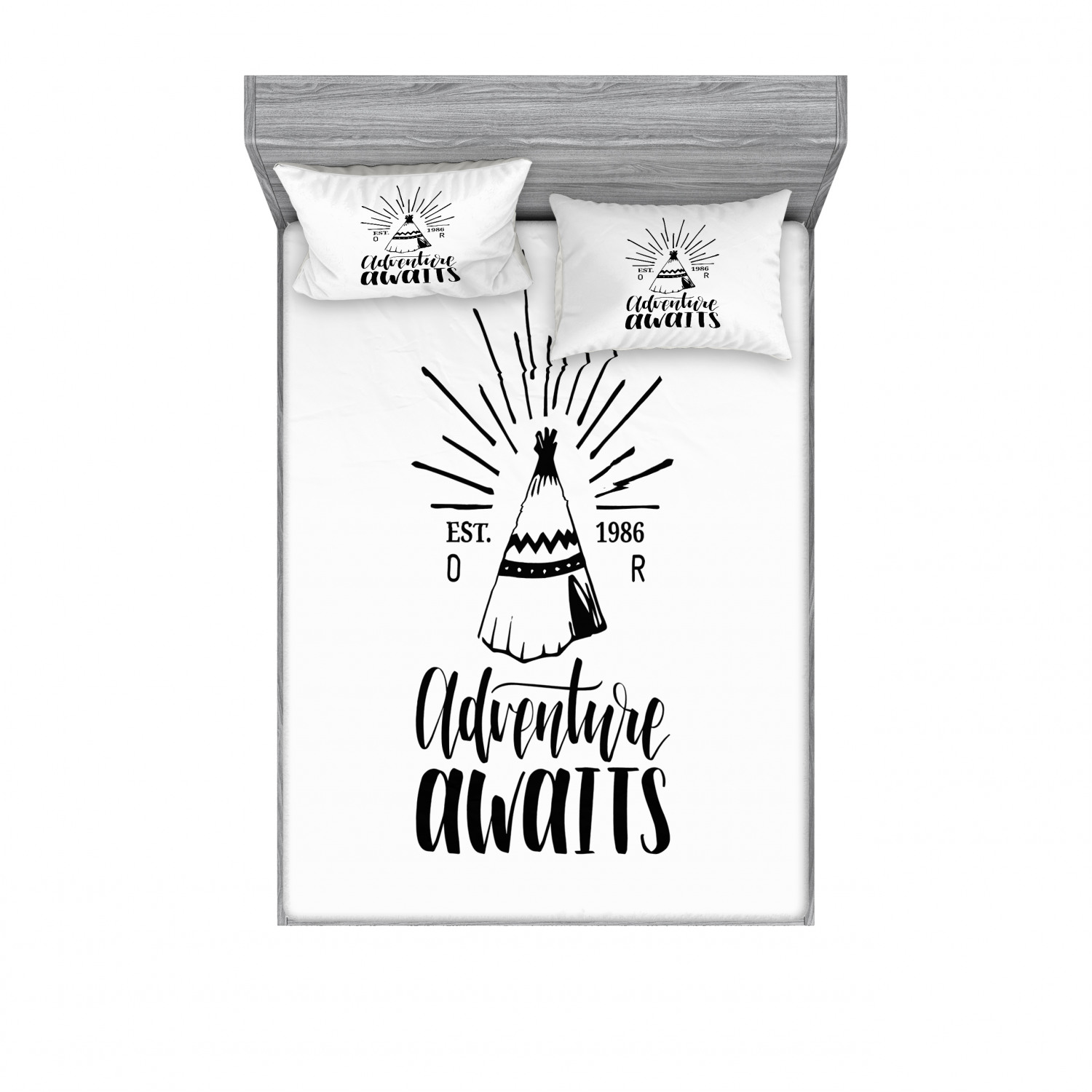 Ambesonne Lettering Fitted Sheet Pillow Sham Set Bedding Decor in 4 Sizes - Picture 135 of 244