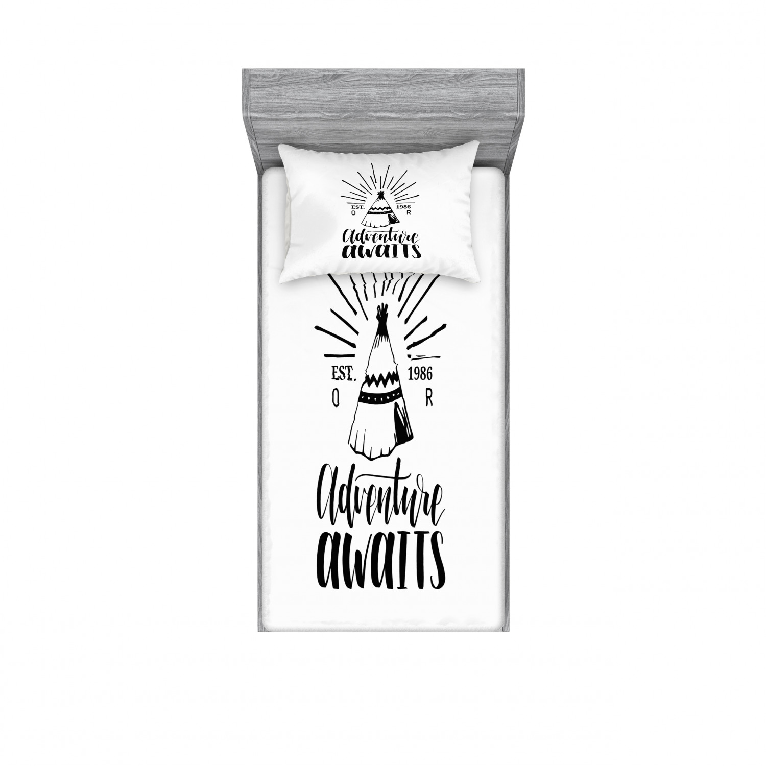 Ambesonne Lettering Fitted Sheet Pillow Sham Set Bedding Decor in 4 Sizes - Picture 133 of 244