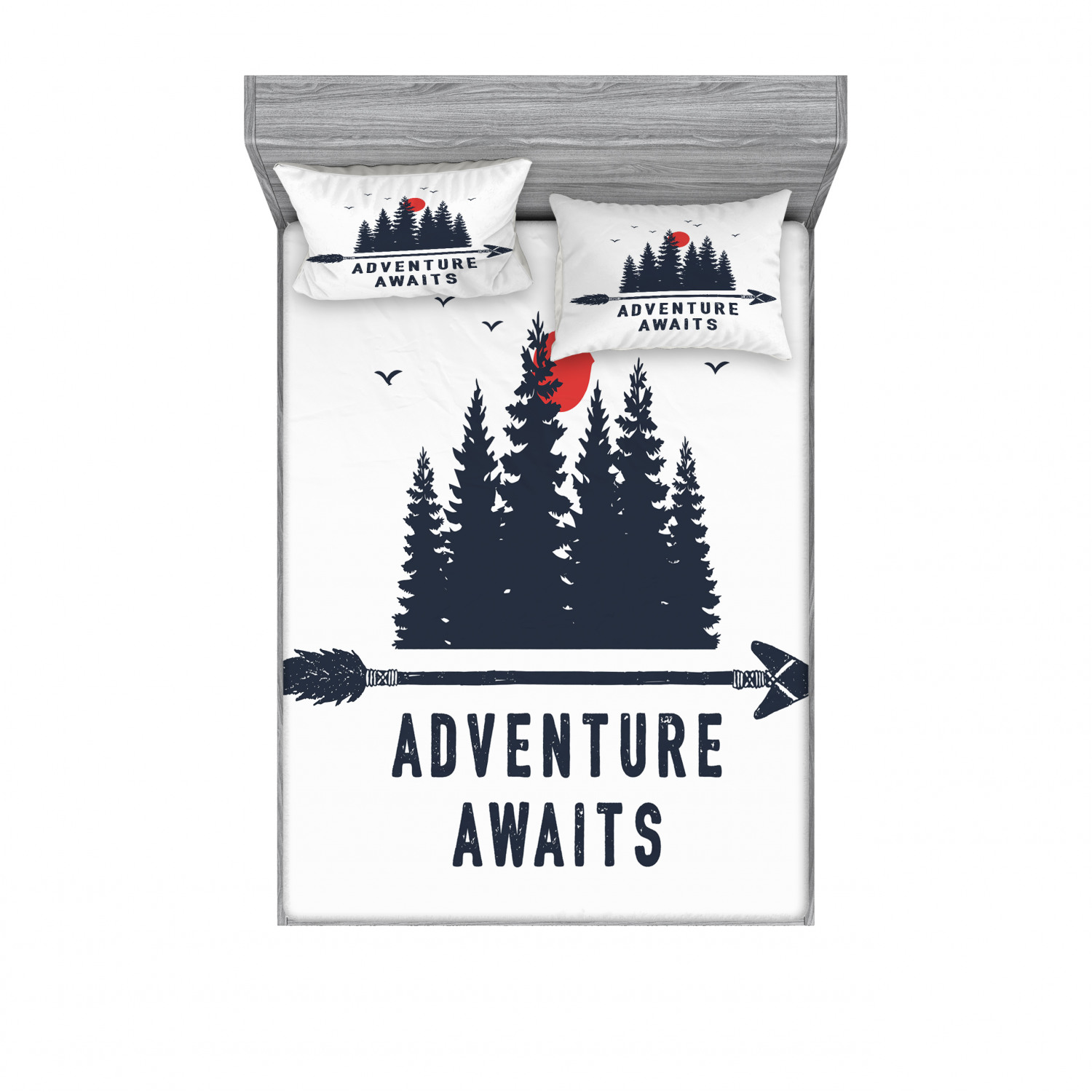 Ambesonne Lettering Fitted Sheet Pillow Sham Set Bedding Decor in 4 Sizes - Picture 35 of 244