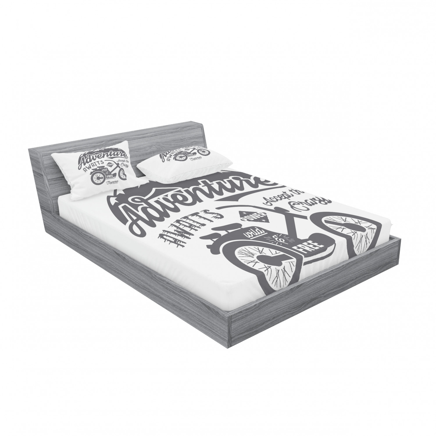 Ambesonne Lettering Fitted Sheet Pillow Sham Set Bedding Decor in 4 Sizes - Picture 84 of 244