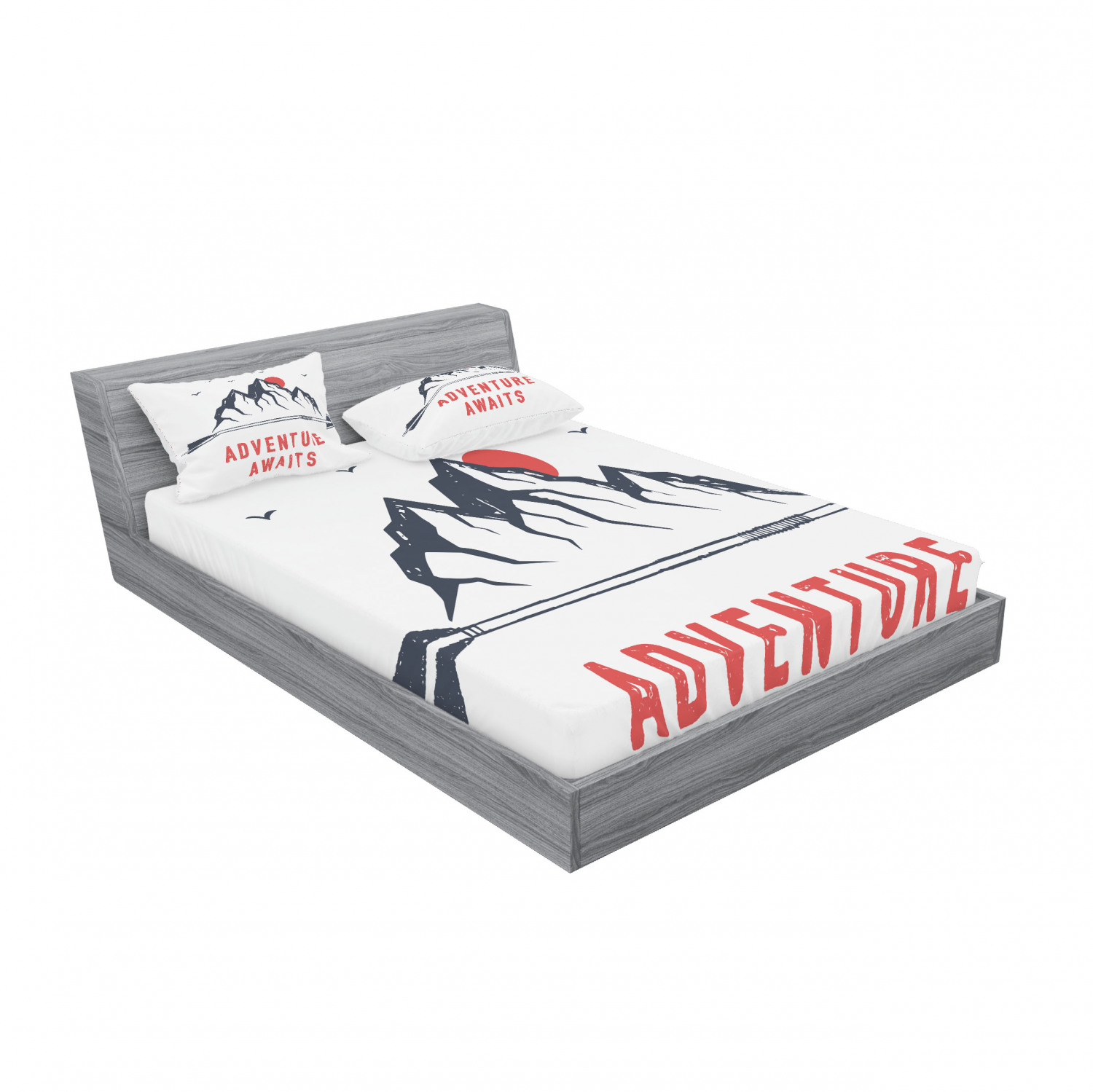 Ambesonne Lettering Fitted Sheet Pillow Sham Set Bedding Decor in 4 Sizes - Picture 148 of 244