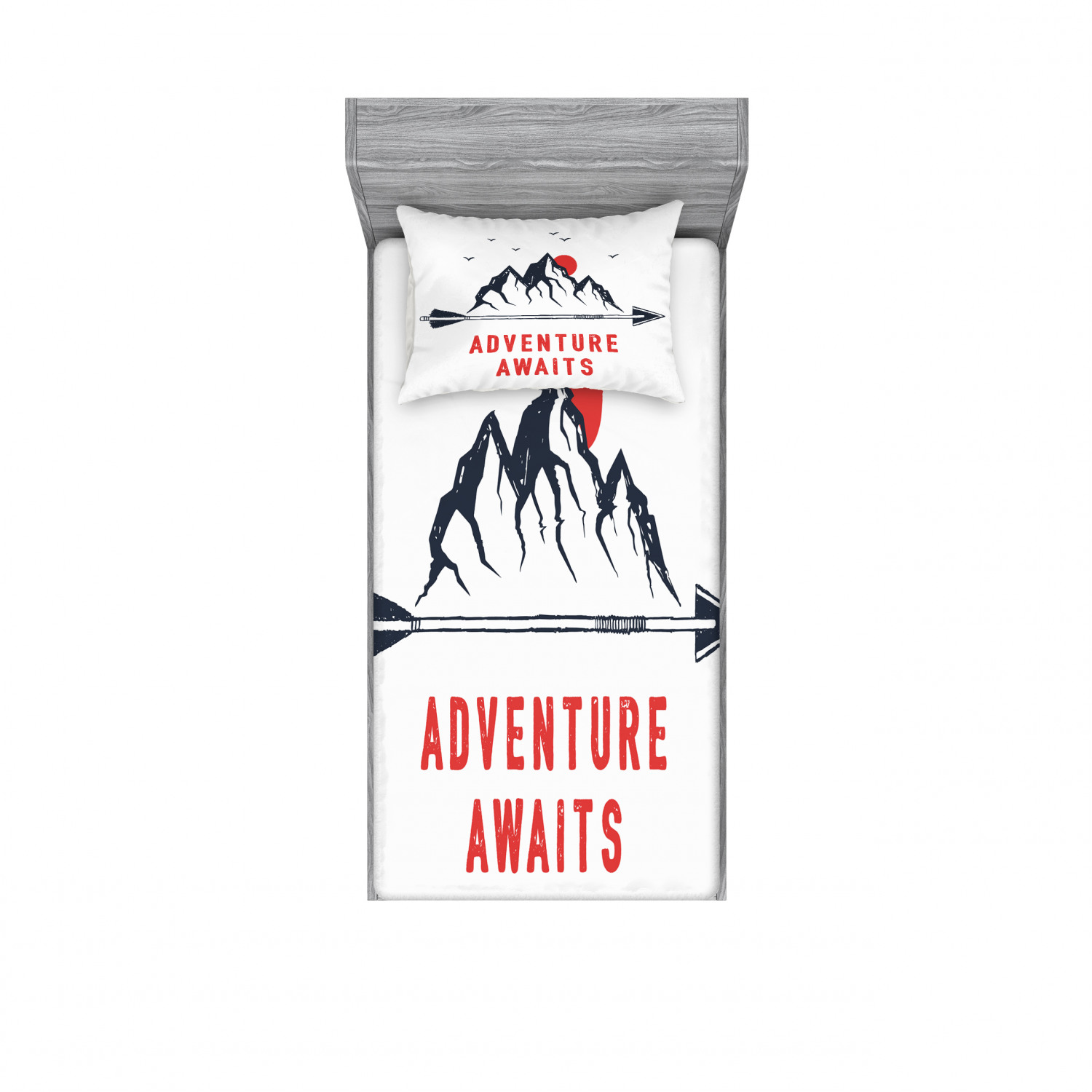 Ambesonne Lettering Fitted Sheet Pillow Sham Set Bedding Decor in 4 Sizes - Picture 145 of 244