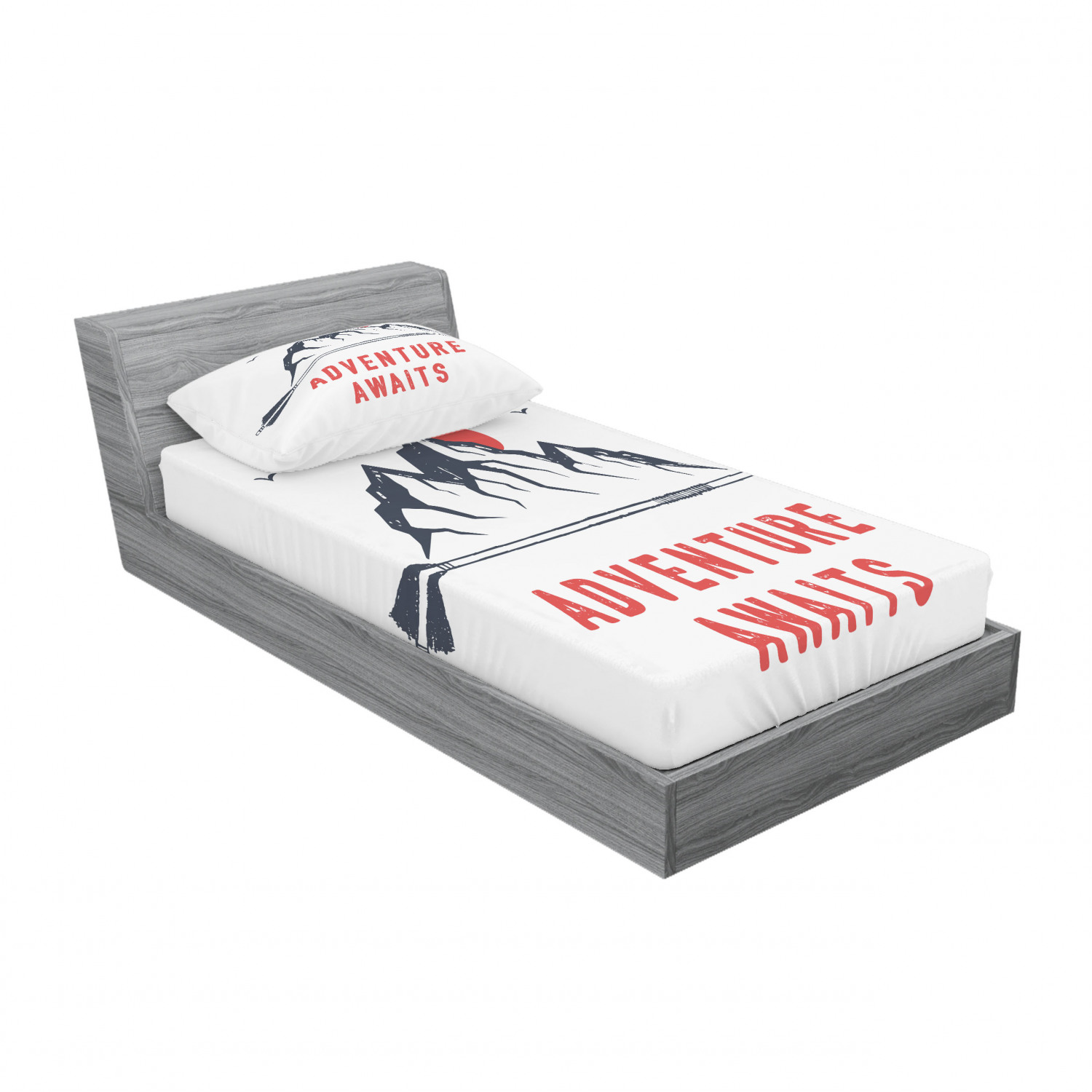 Ambesonne Lettering Fitted Sheet Pillow Sham Set Bedding Decor in 4 Sizes - Picture 146 of 244