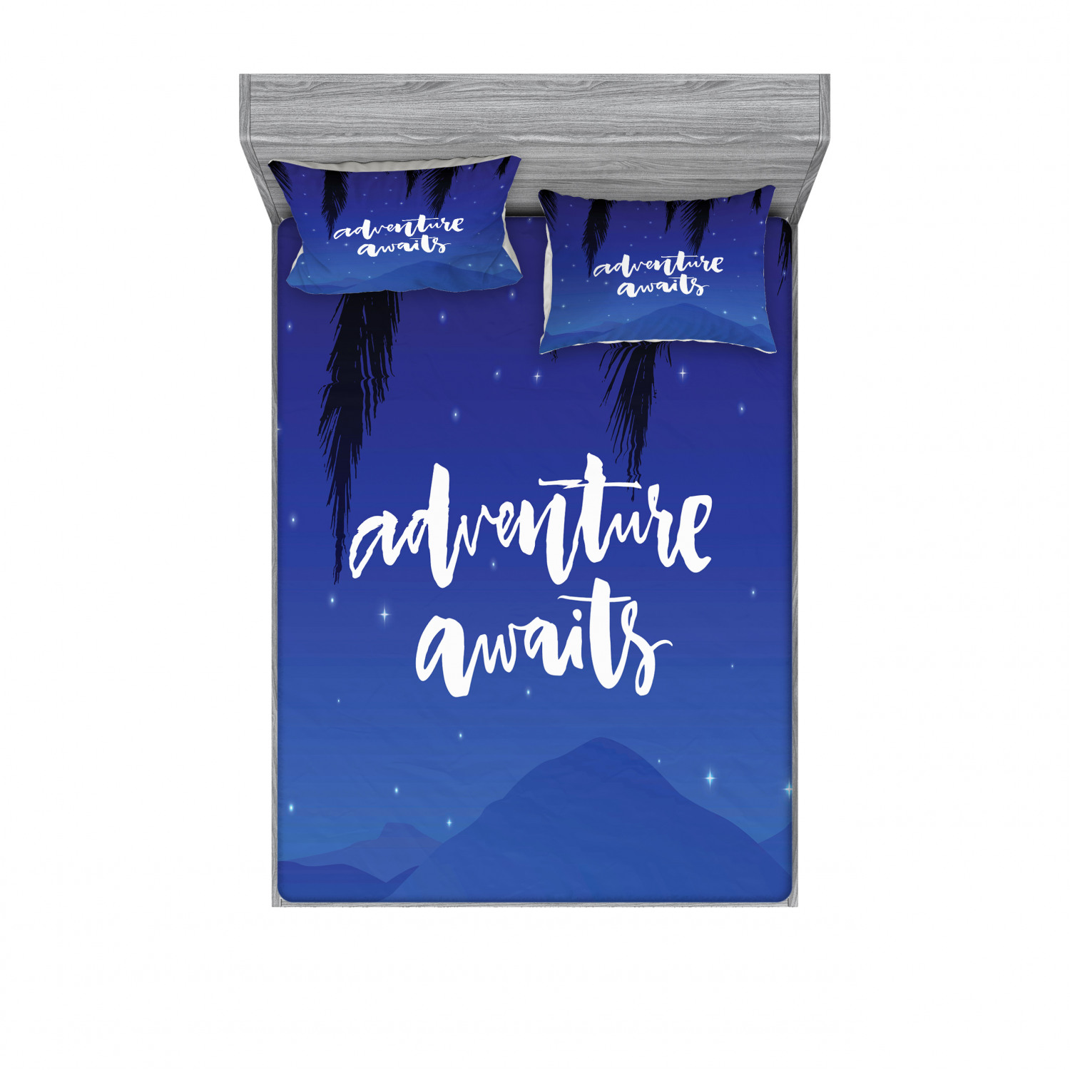 Ambesonne Lettering Fitted Sheet Pillow Sham Set Bedding Decor in 4 Sizes - Picture 191 of 244