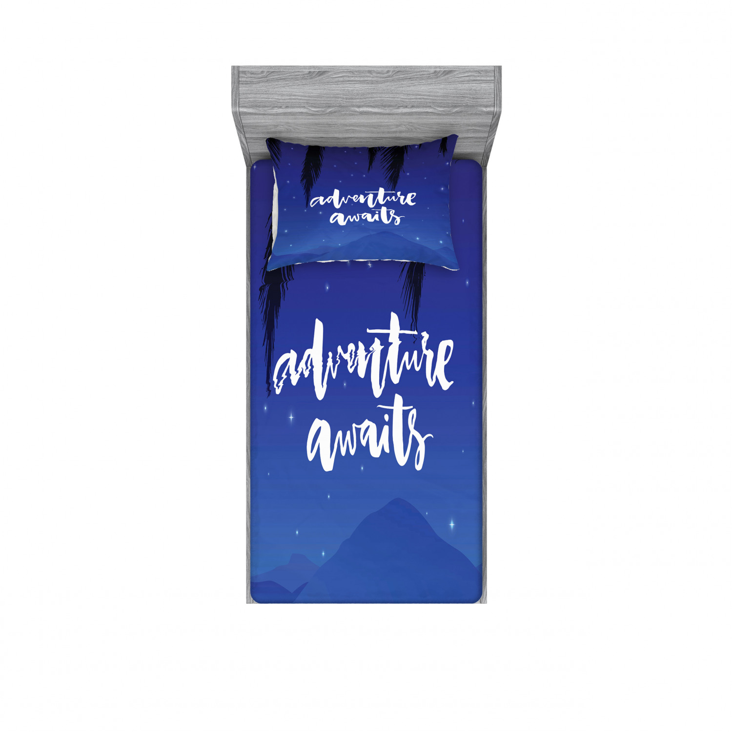 Ambesonne Lettering Fitted Sheet Pillow Sham Set Bedding Decor in 4 Sizes - Picture 189 of 244