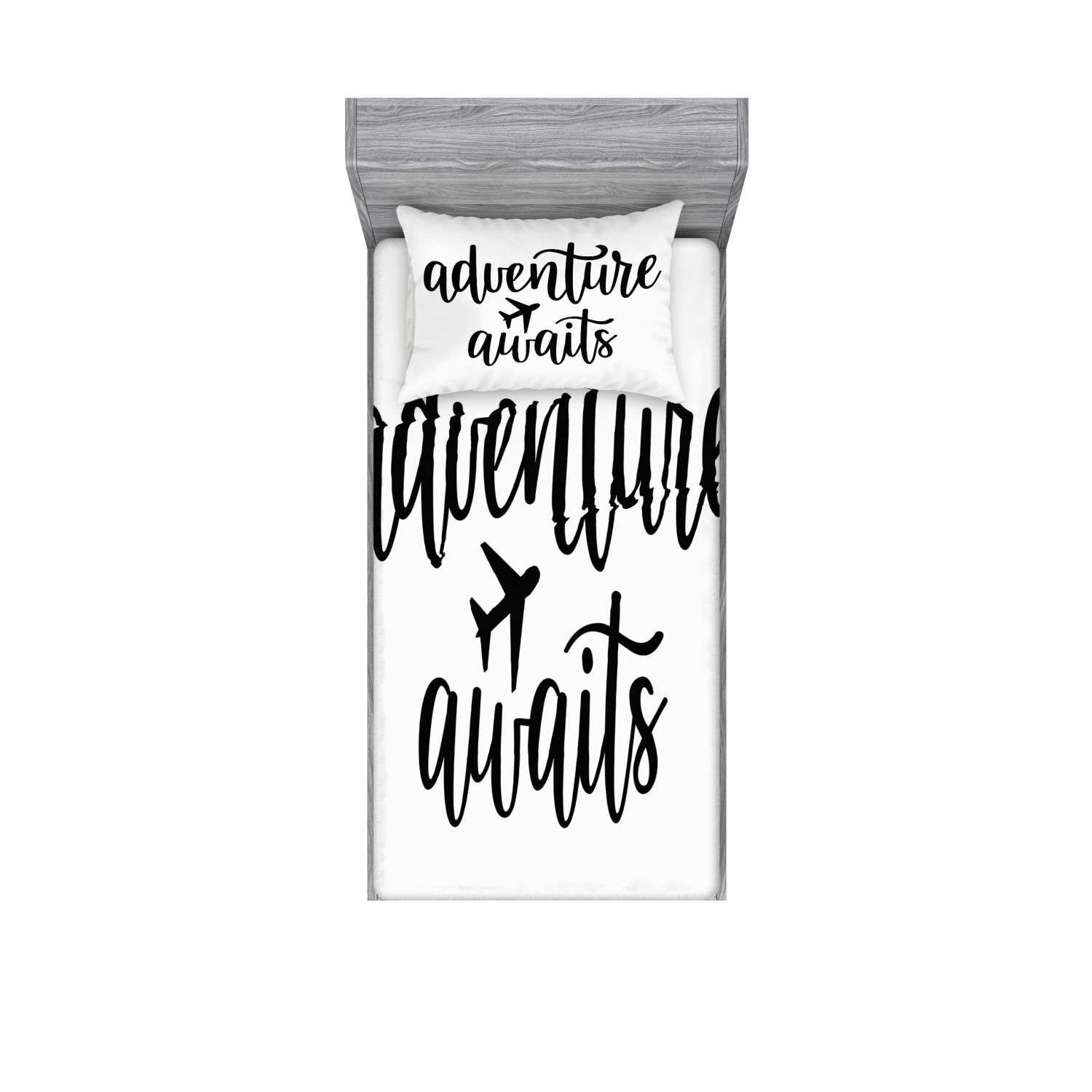 Ambesonne Lettering Fitted Sheet Pillow Sham Set Bedding Decor in 4 Sizes - Picture 129 of 244