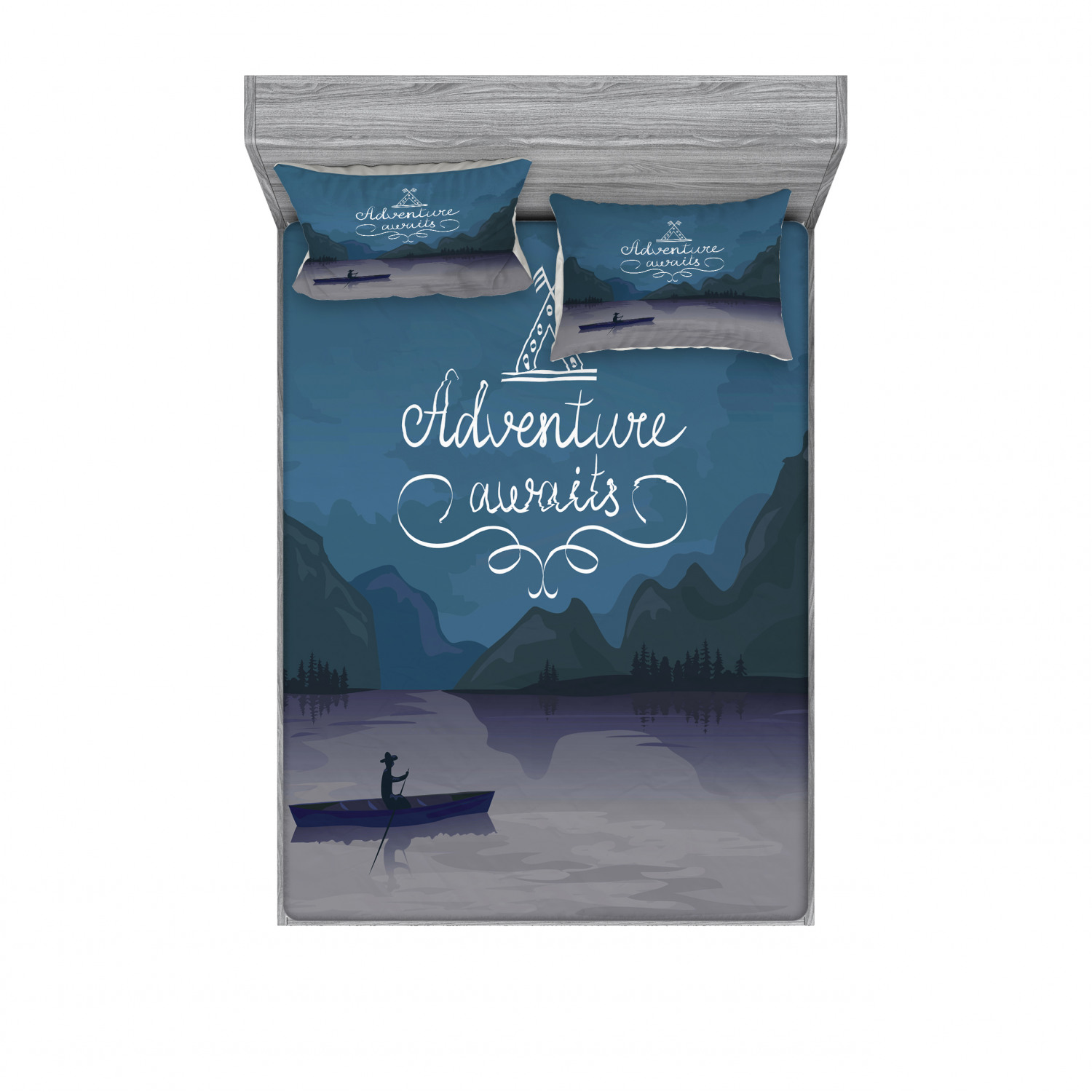 Ambesonne Lettering Fitted Sheet Pillow Sham Set Bedding Decor in 4 Sizes - Picture 103 of 244