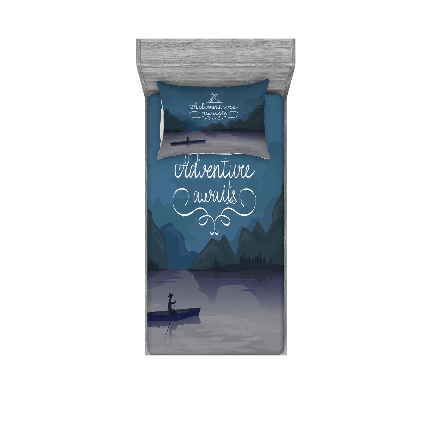 Ambesonne Lettering Fitted Sheet Pillow Sham Set Bedding Decor in 4 Sizes - Picture 101 of 244