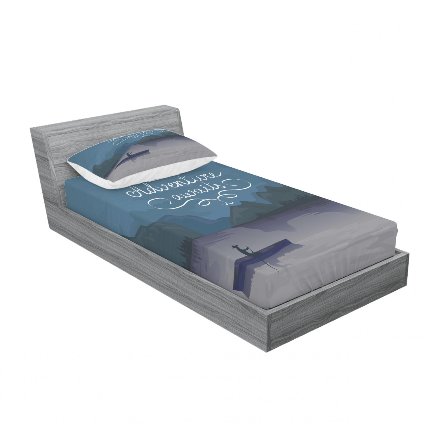 Ambesonne Lettering Fitted Sheet Pillow Sham Set Bedding Decor in 4 Sizes - Picture 102 of 244