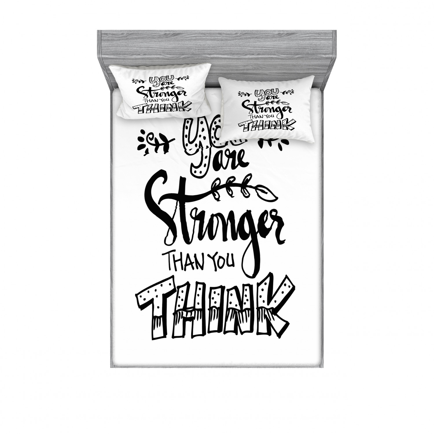 Ambesonne Lettering Fitted Sheet Pillow Sham Set Bedding Decor in 4 Sizes - Picture 63 of 244