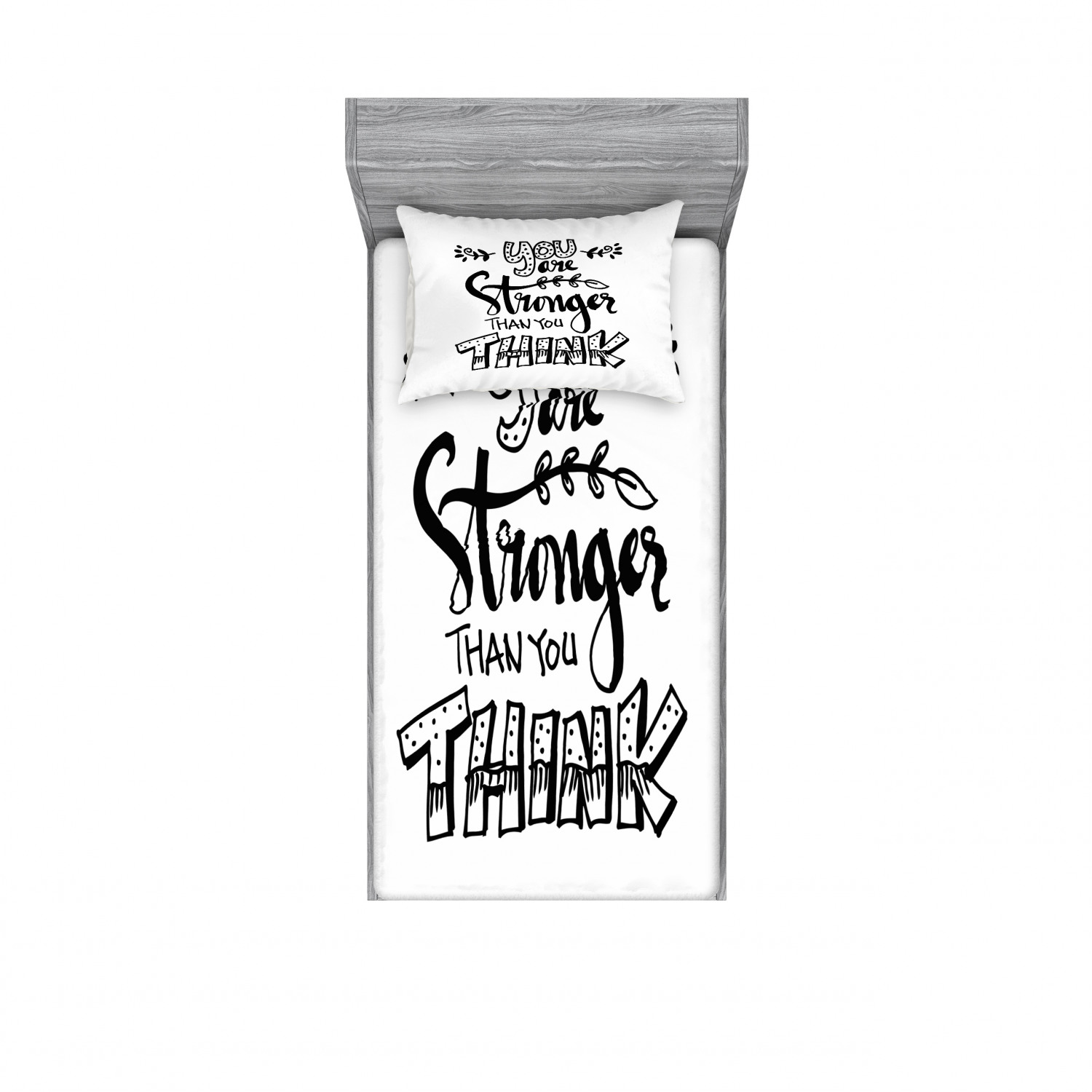 Ambesonne Lettering Fitted Sheet Pillow Sham Set Bedding Decor in 4 Sizes - Picture 61 of 244