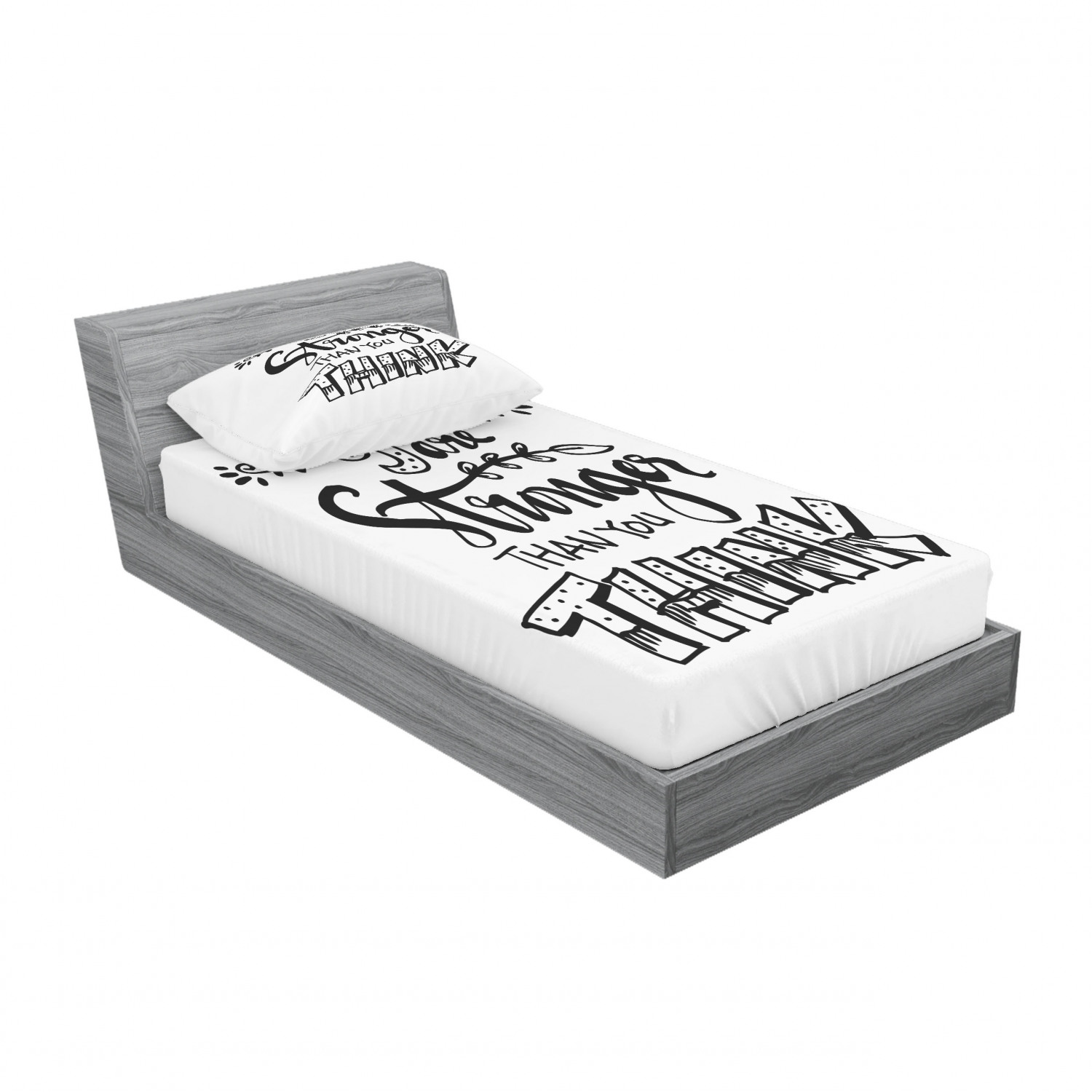 Ambesonne Lettering Fitted Sheet Pillow Sham Set Bedding Decor in 4 Sizes - Picture 62 of 244