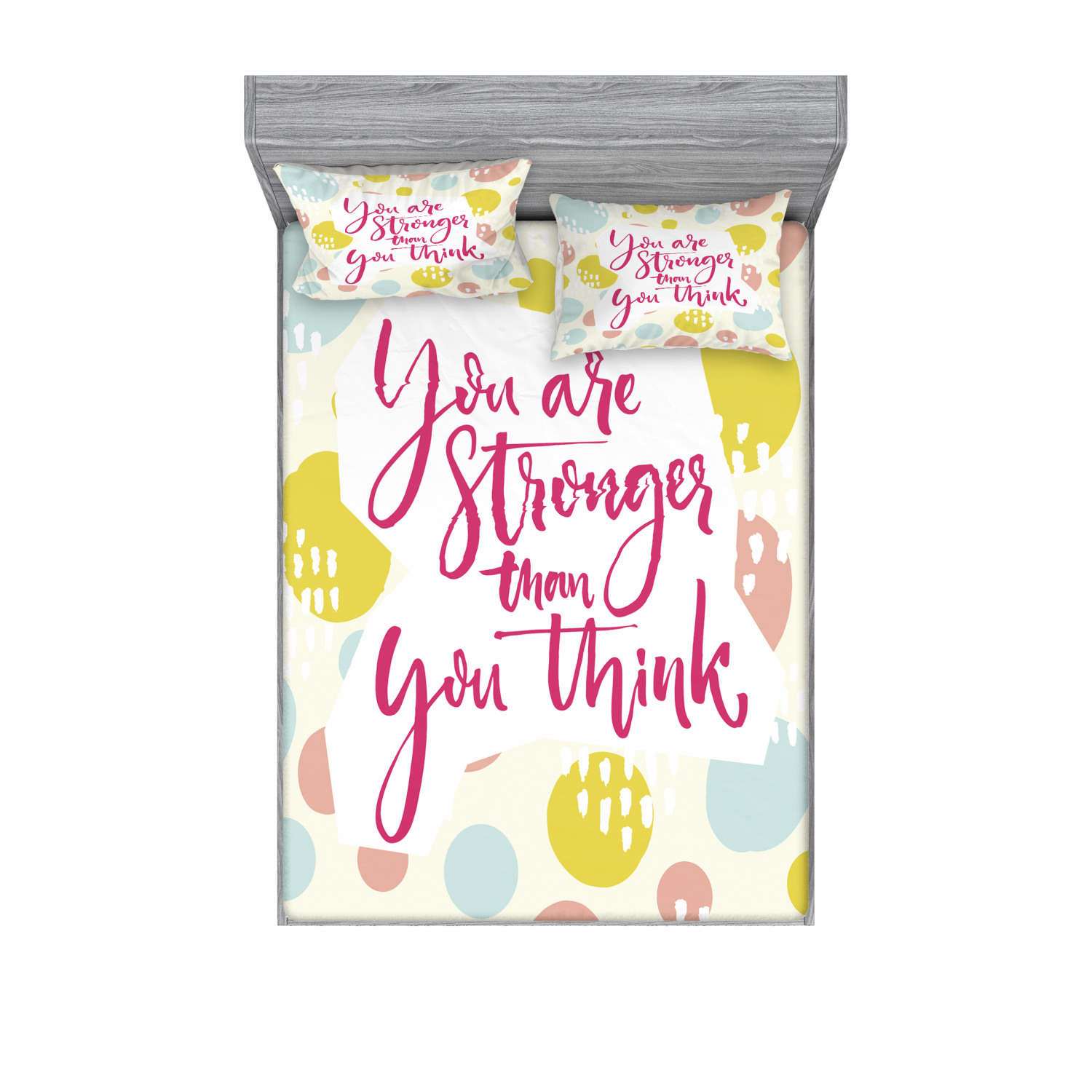 Ambesonne Lettering Fitted Sheet Pillow Sham Set Bedding Decor in 4 Sizes - Picture 159 of 244