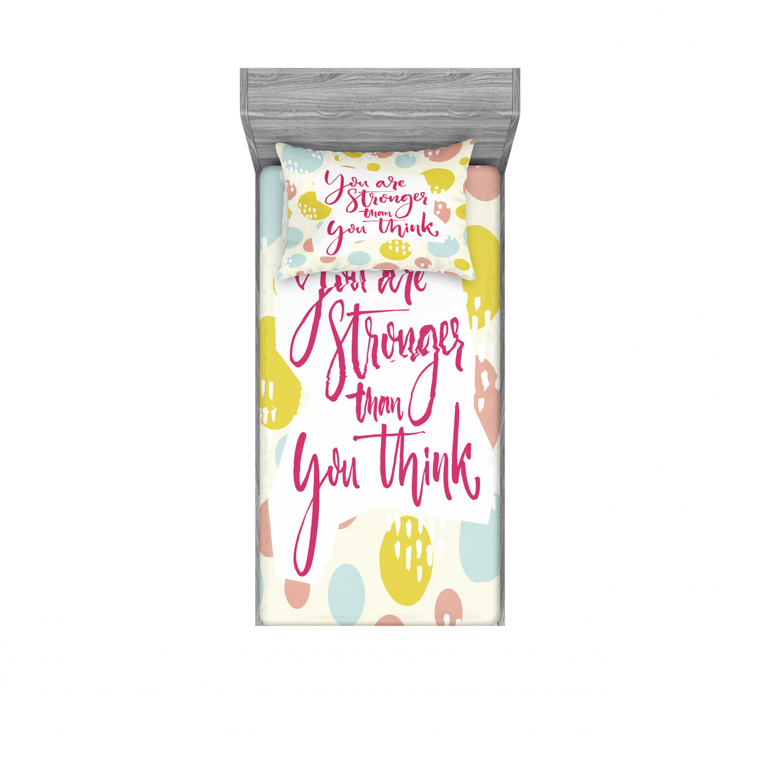 Ambesonne Lettering Fitted Sheet Pillow Sham Set Bedding Decor in 4 Sizes - Picture 157 of 244