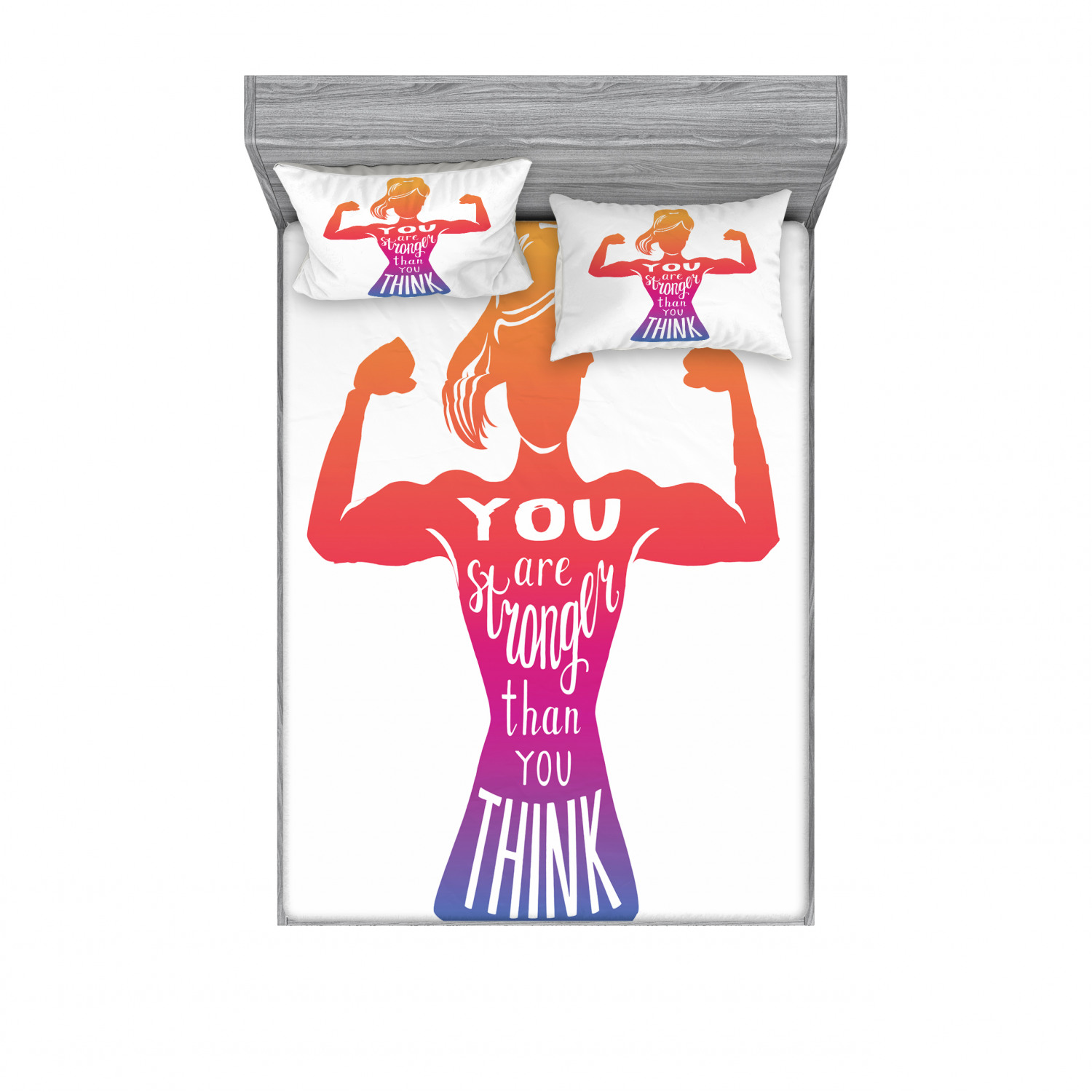 Ambesonne Lettering Fitted Sheet Pillow Sham Set Bedding Decor in 4 Sizes - Picture 59 of 244