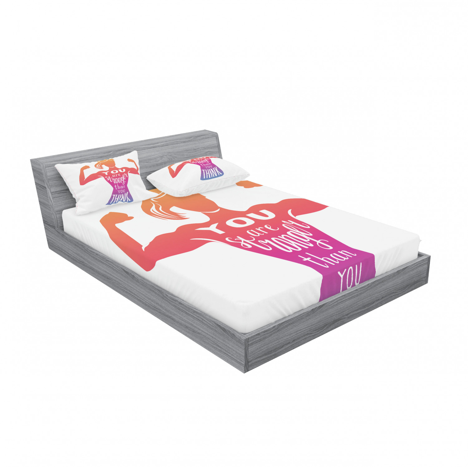 Ambesonne Lettering Fitted Sheet Pillow Sham Set Bedding Decor in 4 Sizes - Picture 60 of 244