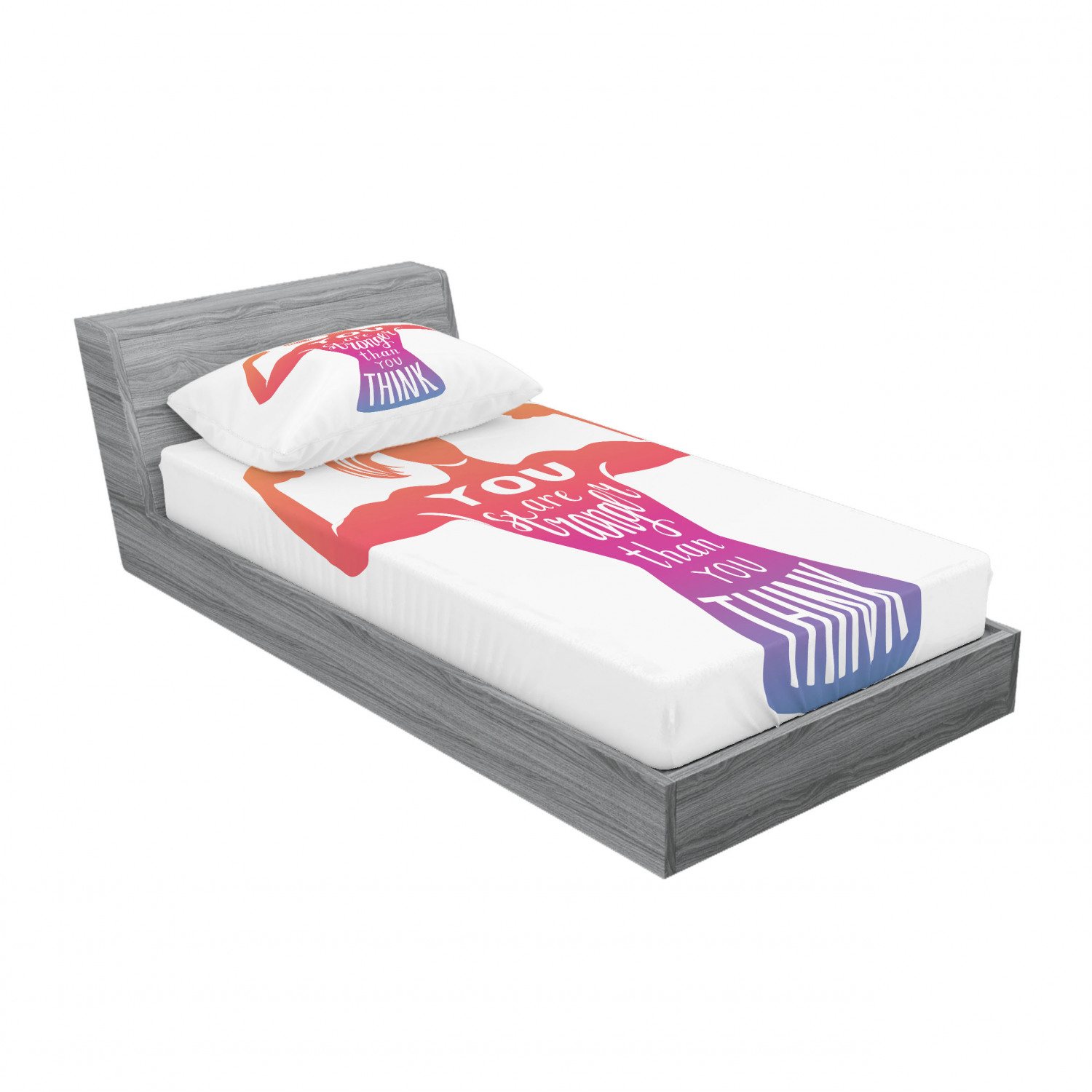 Ambesonne Lettering Fitted Sheet Pillow Sham Set Bedding Decor in 4 Sizes - Picture 58 of 244