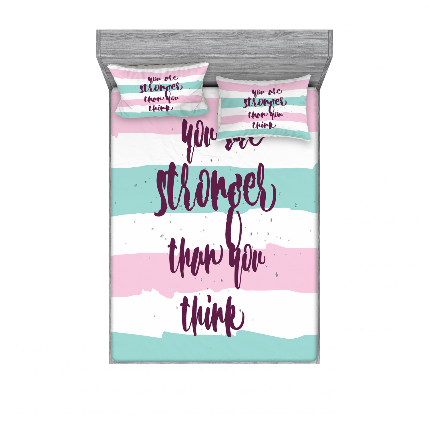 Ambesonne Lettering Fitted Sheet Pillow Sham Set Bedding Decor in 4 Sizes - Picture 231 of 244