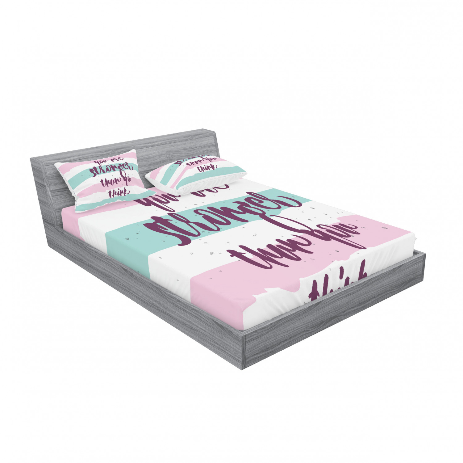 Ambesonne Lettering Fitted Sheet Pillow Sham Set Bedding Decor in 4 Sizes - Picture 232 of 244