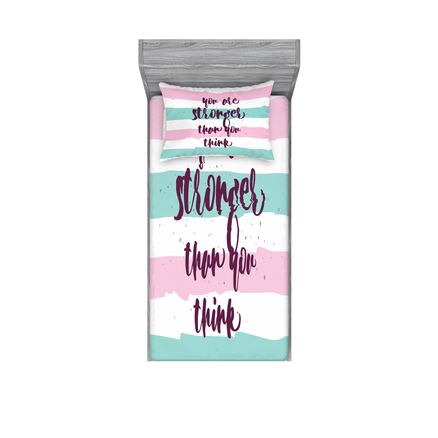 Ambesonne Lettering Fitted Sheet Pillow Sham Set Bedding Decor in 4 Sizes - Picture 229 of 244