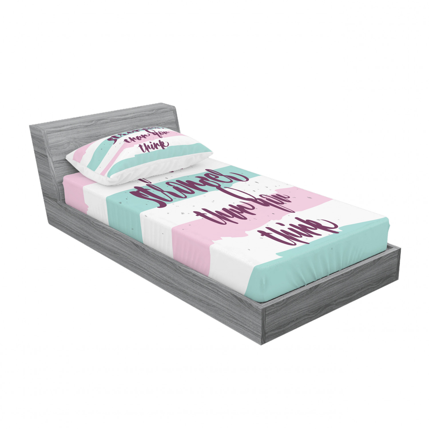 Ambesonne Lettering Fitted Sheet Pillow Sham Set Bedding Decor in 4 Sizes - Picture 230 of 244