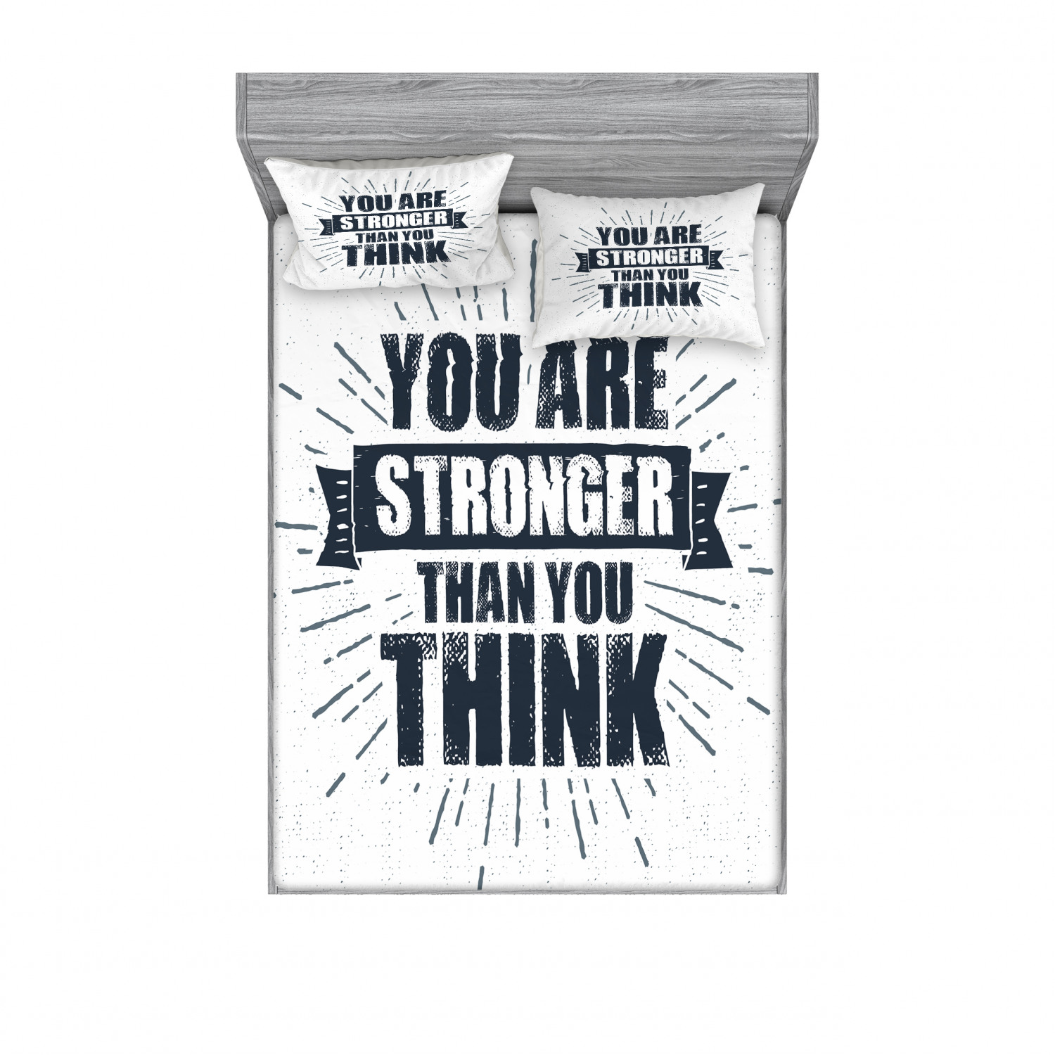 Ambesonne Lettering Fitted Sheet Pillow Sham Set Bedding Decor in 4 Sizes - Picture 219 of 244