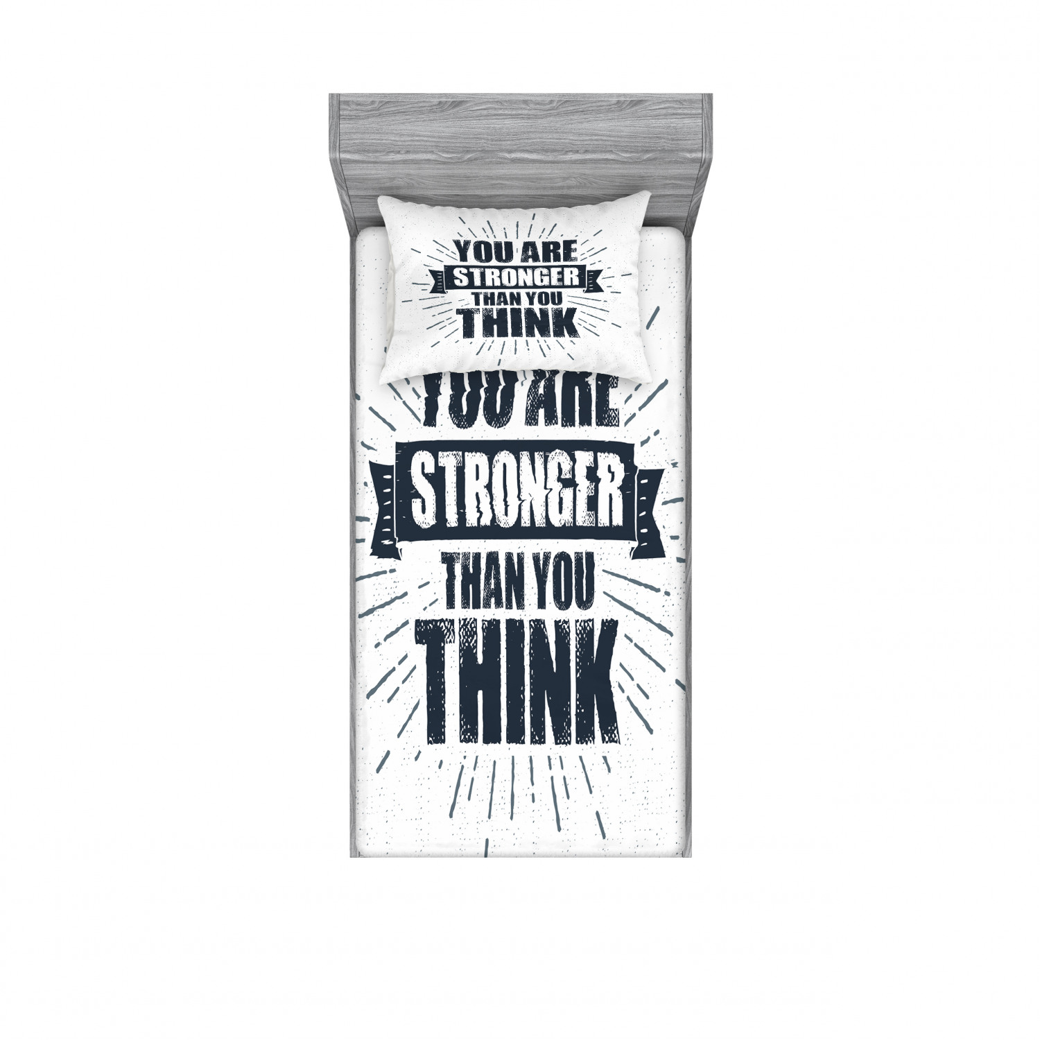 Ambesonne Lettering Fitted Sheet Pillow Sham Set Bedding Decor in 4 Sizes - Picture 217 of 244