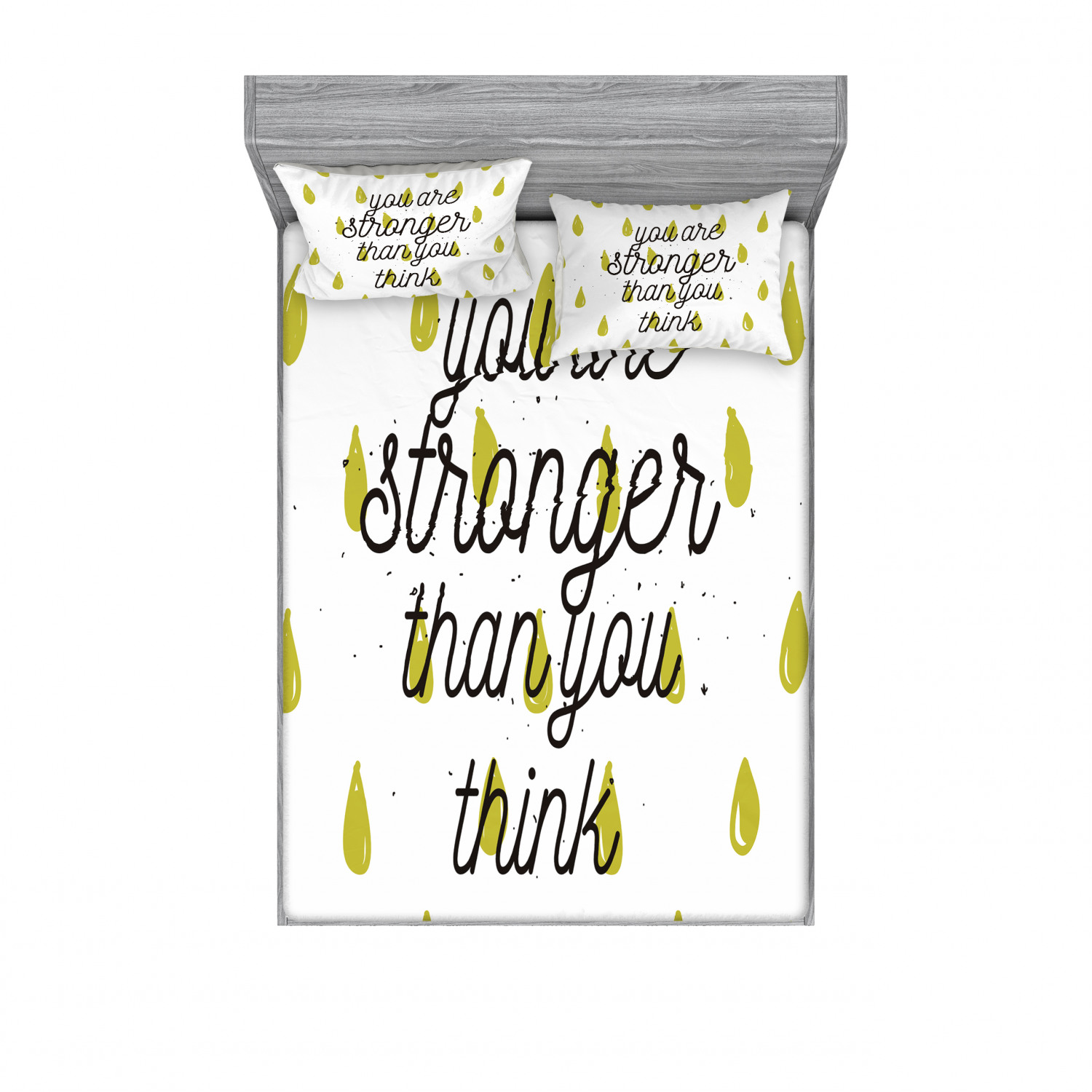 Ambesonne Lettering Fitted Sheet Pillow Sham Set Bedding Decor in 4 Sizes - Picture 51 of 244