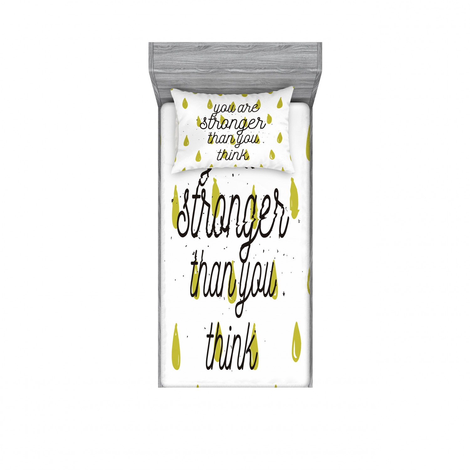 Ambesonne Lettering Fitted Sheet Pillow Sham Set Bedding Decor in 4 Sizes - Picture 49 of 244