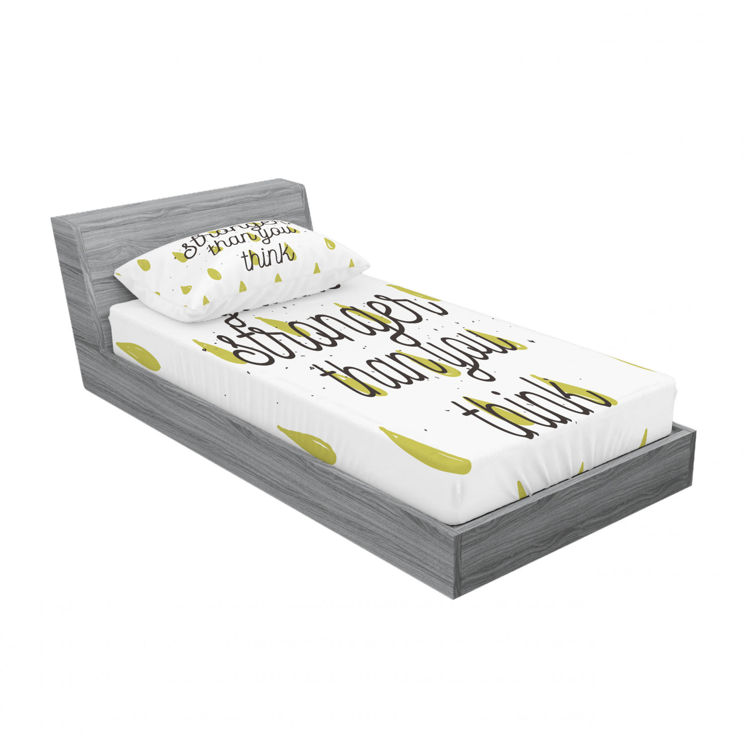 Ambesonne Lettering Fitted Sheet Pillow Sham Set Bedding Decor in 4 Sizes - Picture 50 of 244