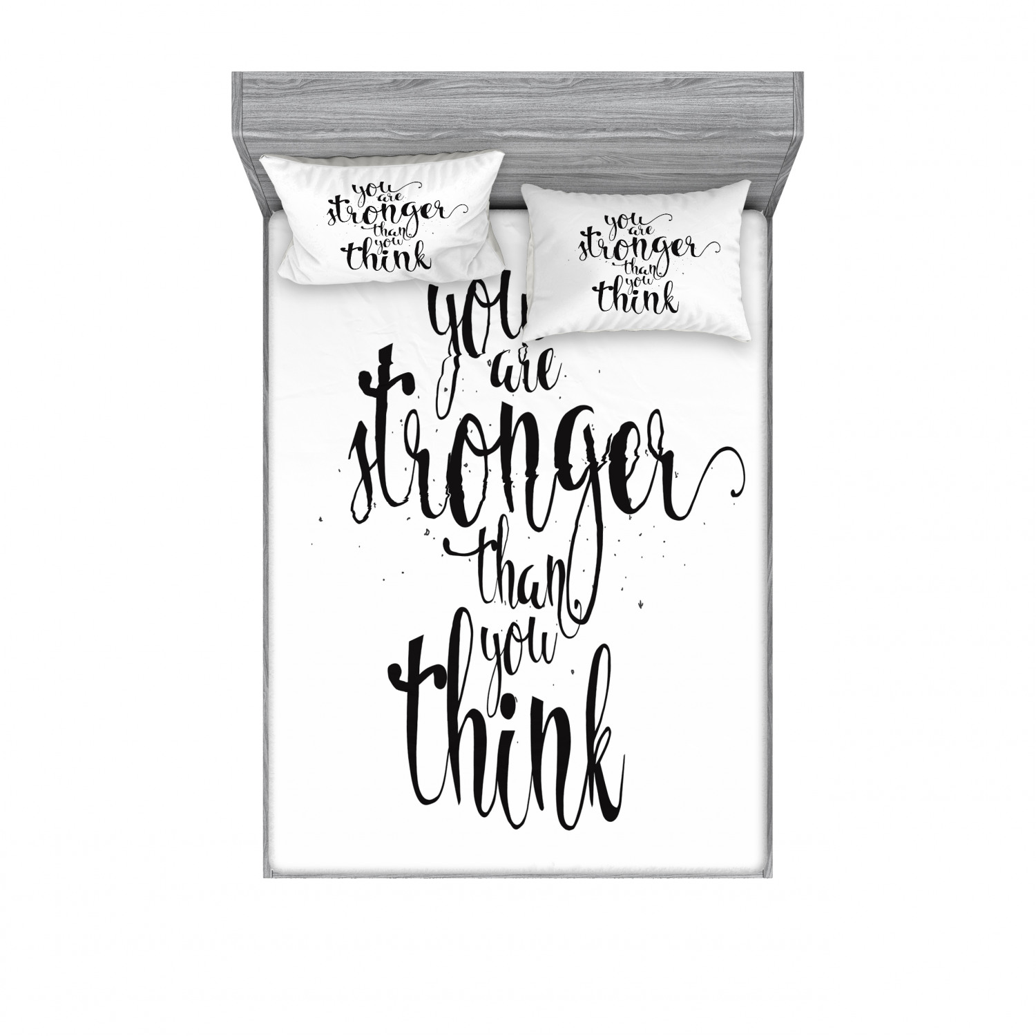 Ambesonne Lettering Fitted Sheet Pillow Sham Set Bedding Decor in 4 Sizes - Picture 243 of 244