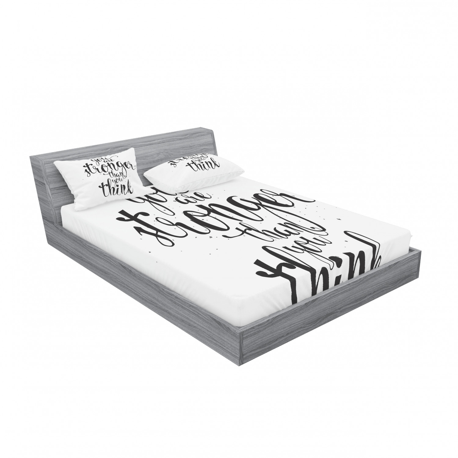 Ambesonne Lettering Fitted Sheet Pillow Sham Set Bedding Decor in 4 Sizes - Picture 244 of 244