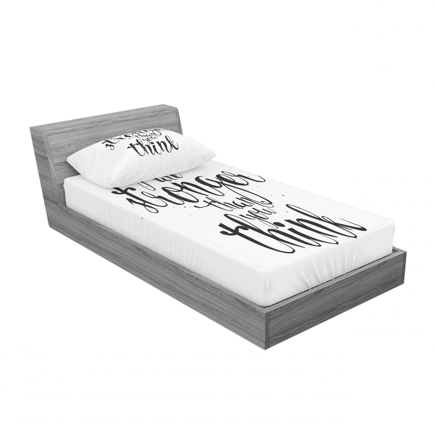 Ambesonne Lettering Fitted Sheet Pillow Sham Set Bedding Decor in 4 Sizes - Picture 242 of 244