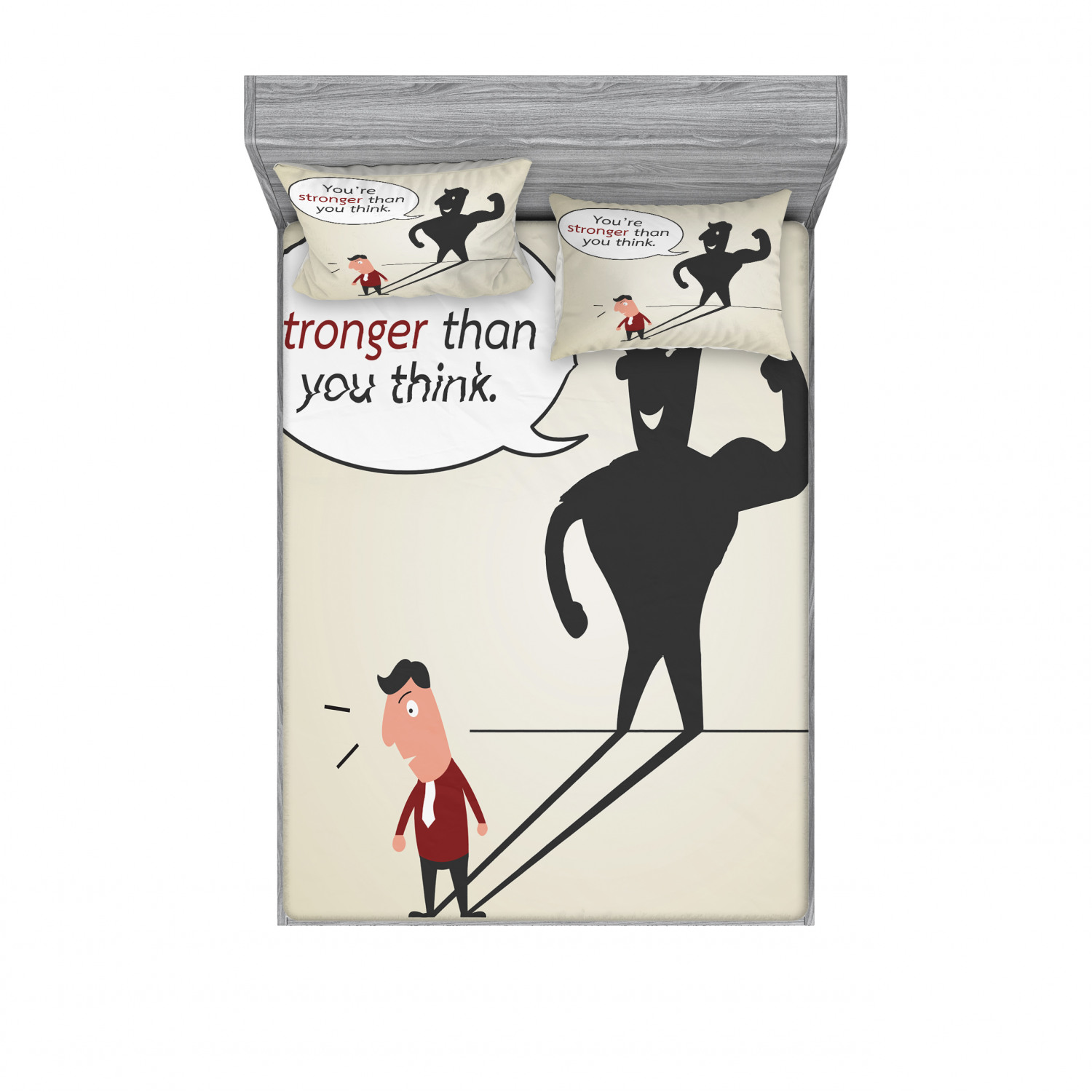 Ambesonne Lettering Fitted Sheet Pillow Sham Set Bedding Decor in 4 Sizes - Picture 179 of 244