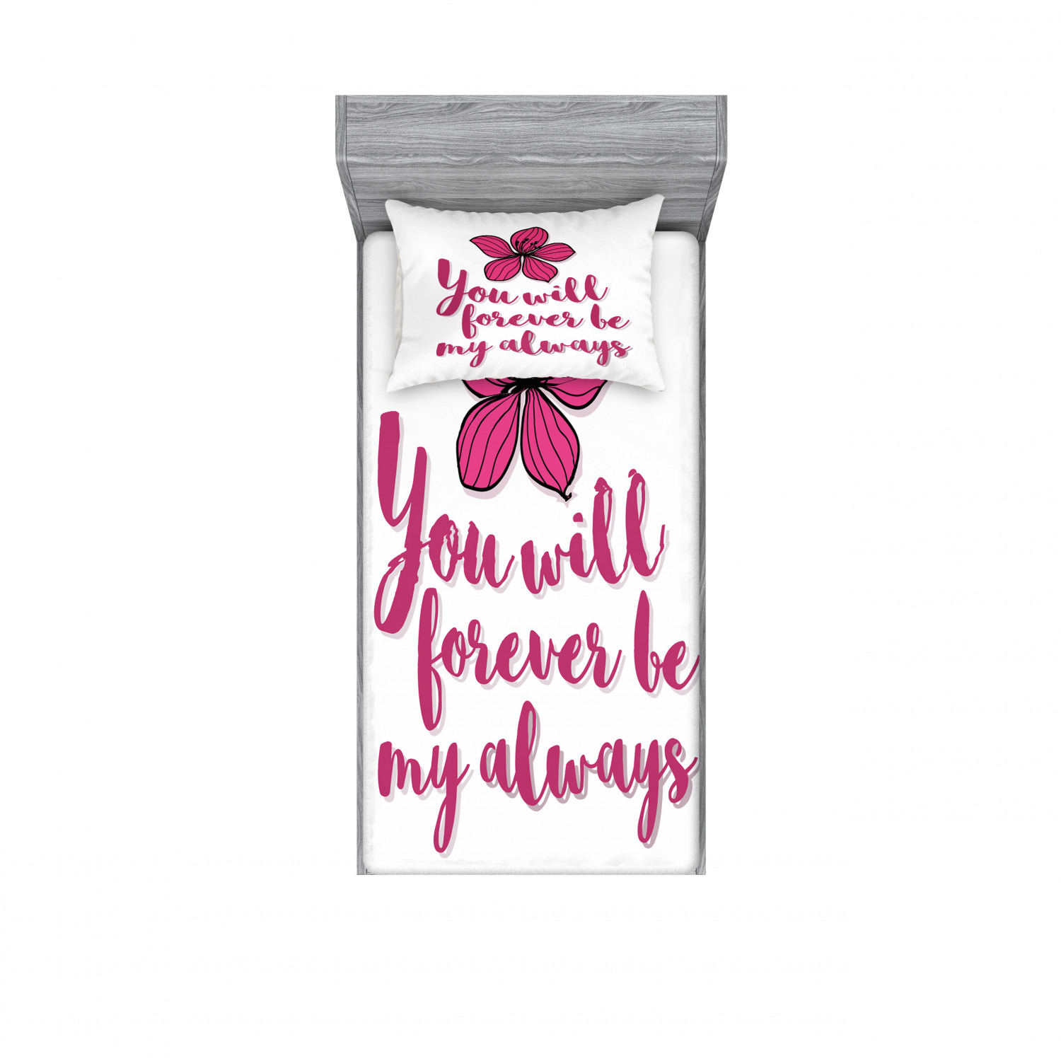 Ambesonne Lettering Fitted Sheet Pillow Sham Set Bedding Decor in 4 Sizes - Picture 209 of 244