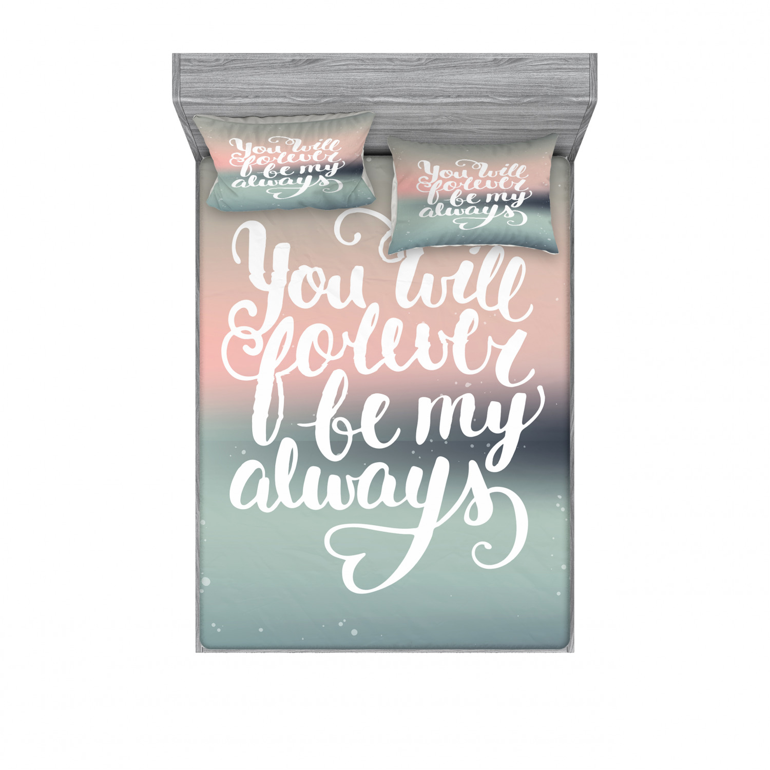 Ambesonne Lettering Fitted Sheet Pillow Sham Set Bedding Decor in 4 Sizes - Picture 163 of 244