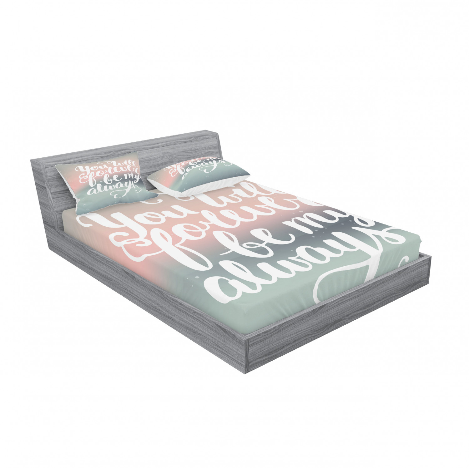 Ambesonne Lettering Fitted Sheet Pillow Sham Set Bedding Decor in 4 Sizes - Picture 164 of 244