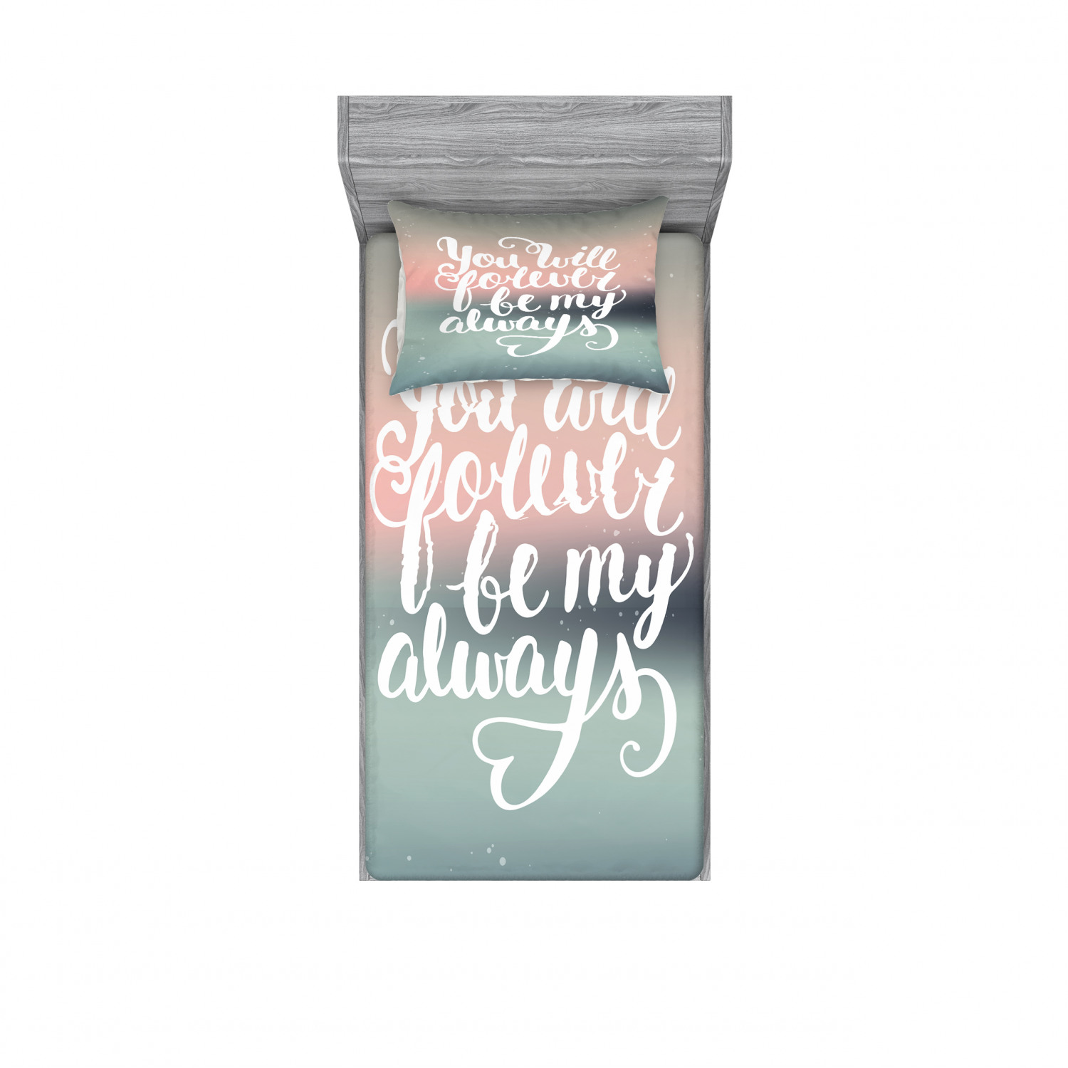 Ambesonne Lettering Fitted Sheet Pillow Sham Set Bedding Decor in 4 Sizes - Picture 161 of 244