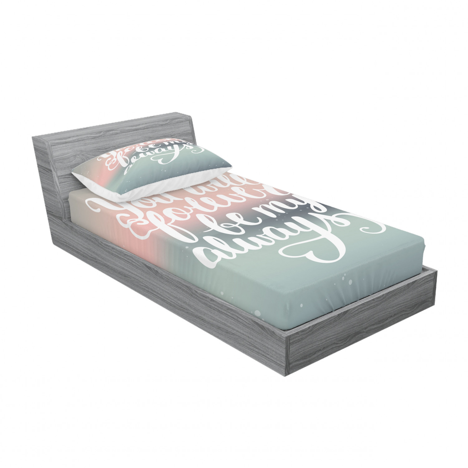 Ambesonne Lettering Fitted Sheet Pillow Sham Set Bedding Decor in 4 Sizes - Picture 162 of 244