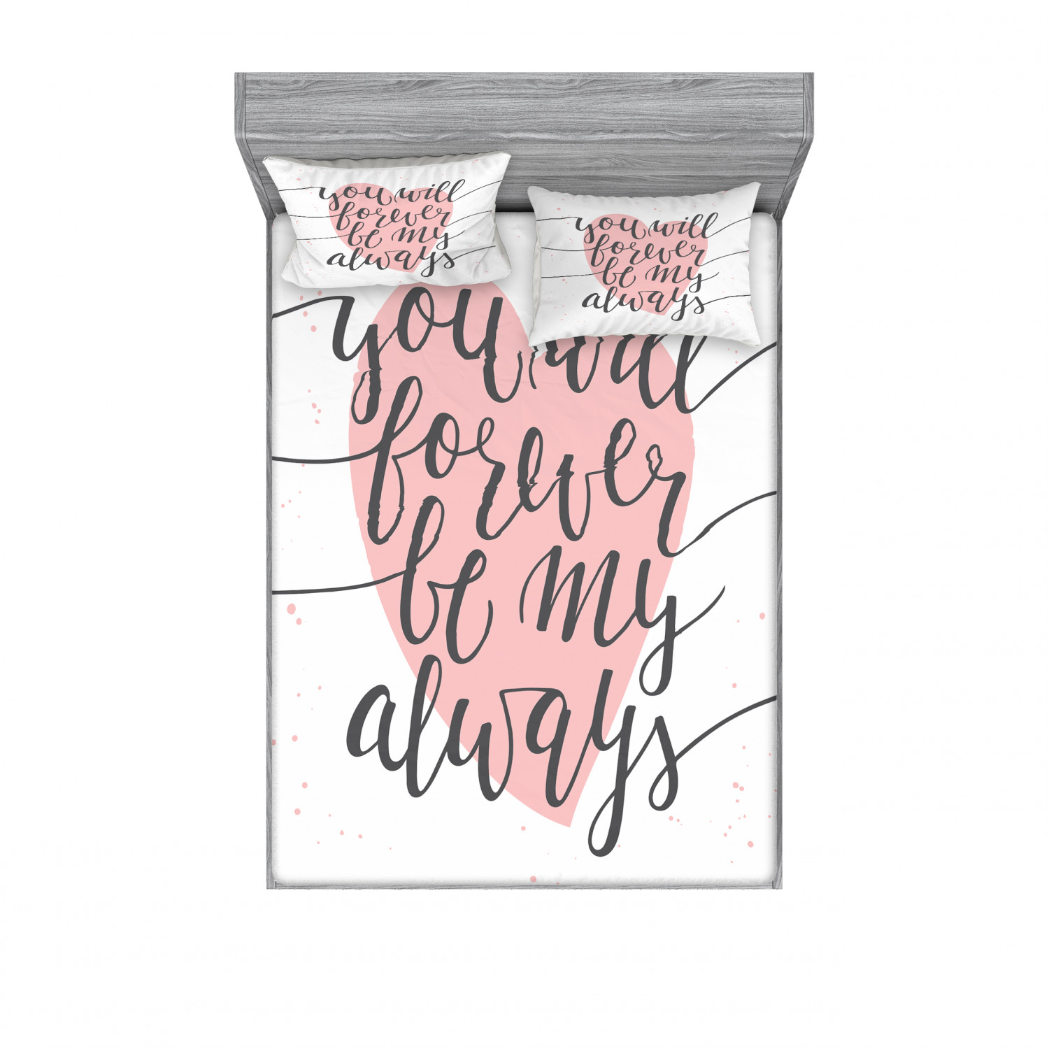 Ambesonne Lettering Fitted Sheet Pillow Sham Set Bedding Decor in 4 Sizes - Picture 91 of 244