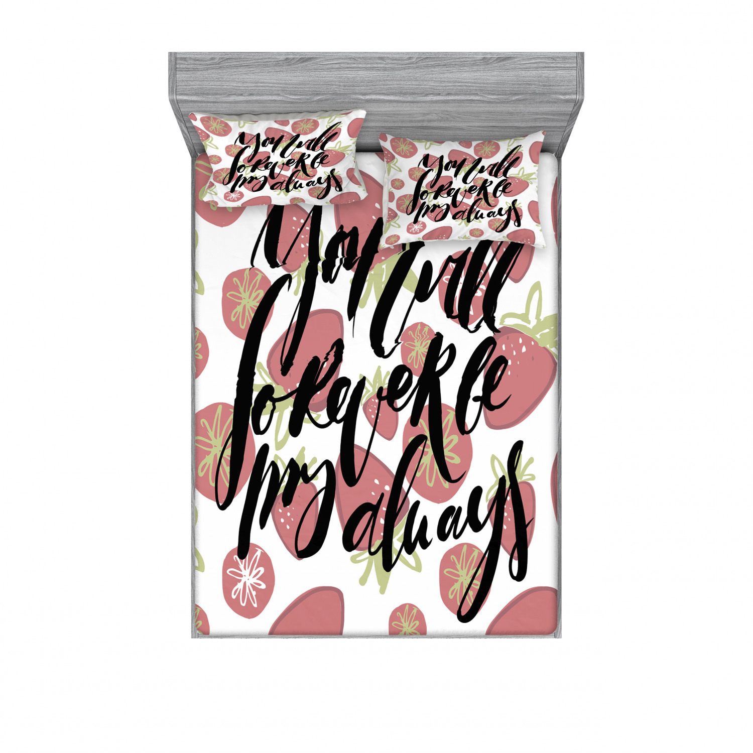 Ambesonne Lettering Fitted Sheet Pillow Sham Set Bedding Decor in 4 Sizes - Picture 199 of 244