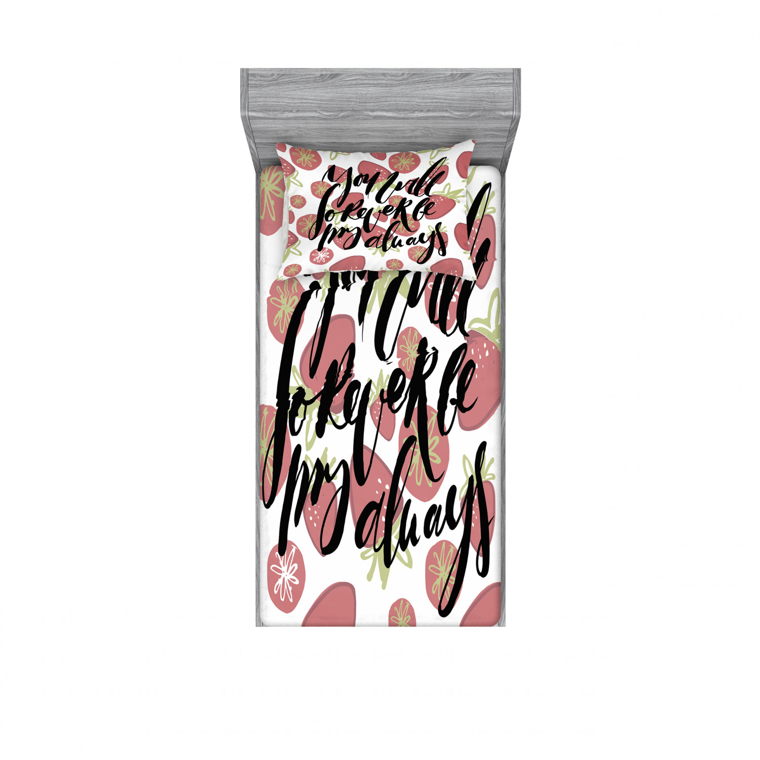 Ambesonne Lettering Fitted Sheet Pillow Sham Set Bedding Decor in 4 Sizes - Picture 197 of 244