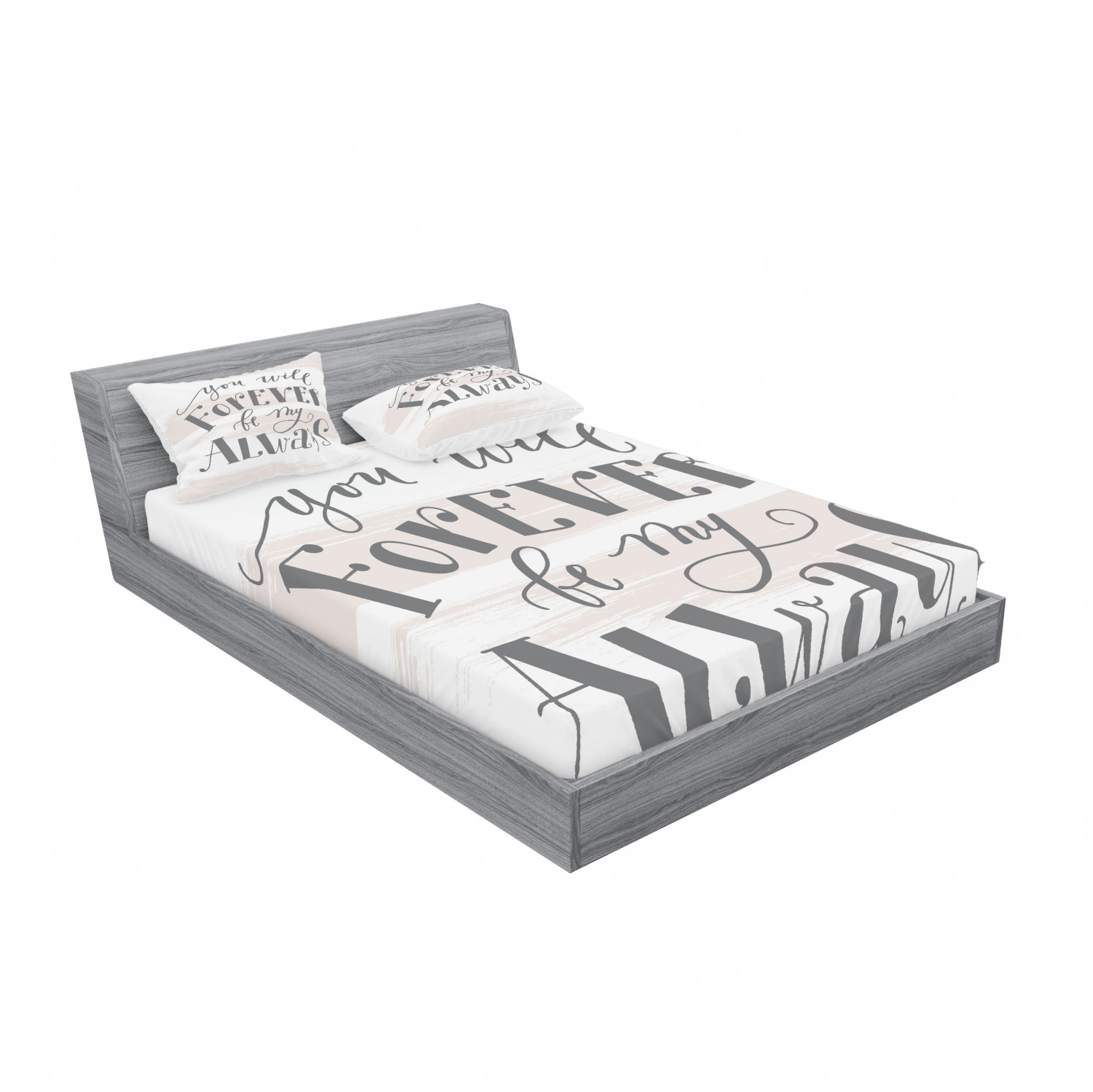 Ambesonne Lettering Fitted Sheet Pillow Sham Set Bedding Decor in 4 Sizes - Picture 112 of 244