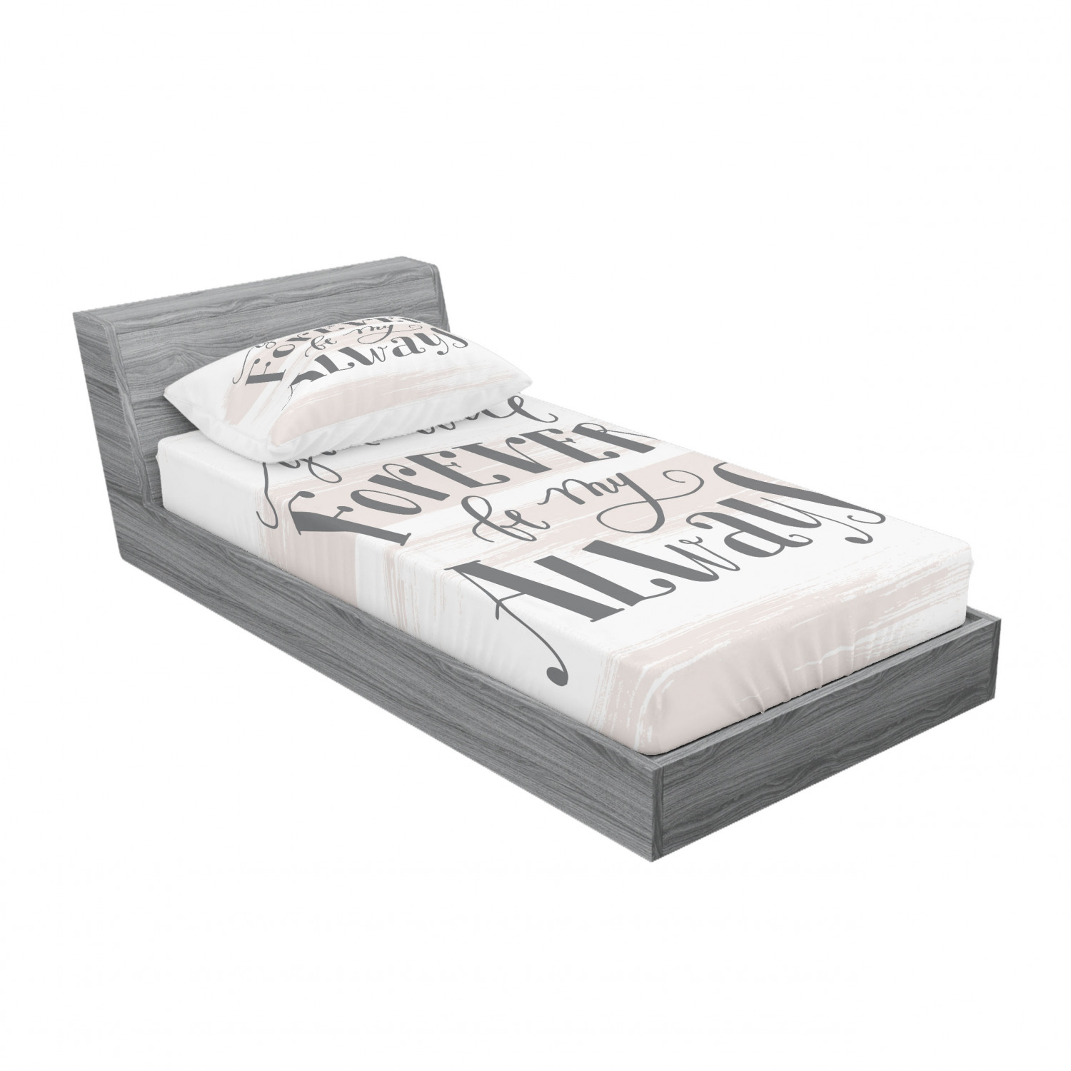 Ambesonne Lettering Fitted Sheet Pillow Sham Set Bedding Decor in 4 Sizes - Picture 110 of 244