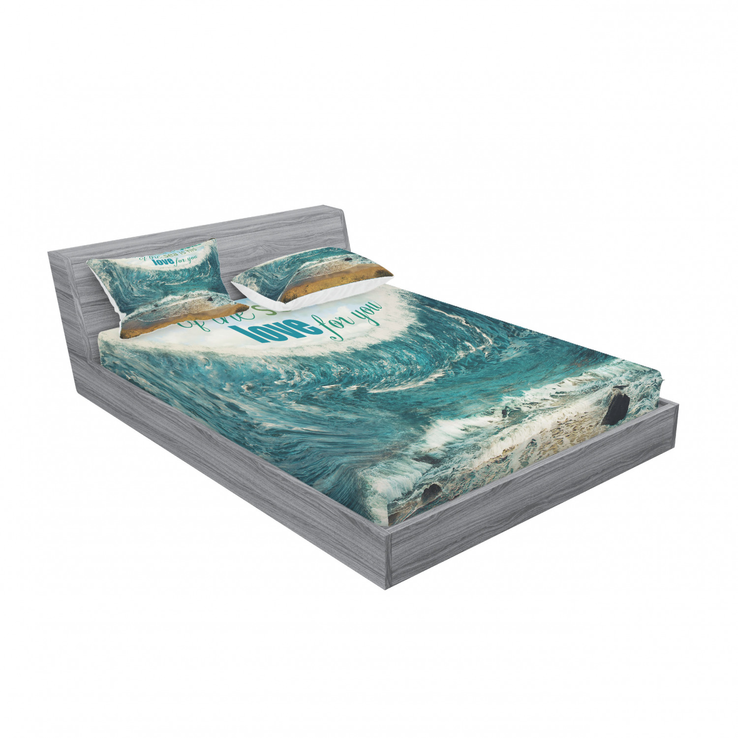 Ambesonne Lettering Fitted Sheet Pillow Sham Set Bedding Decor in 4 Sizes - Picture 224 of 244