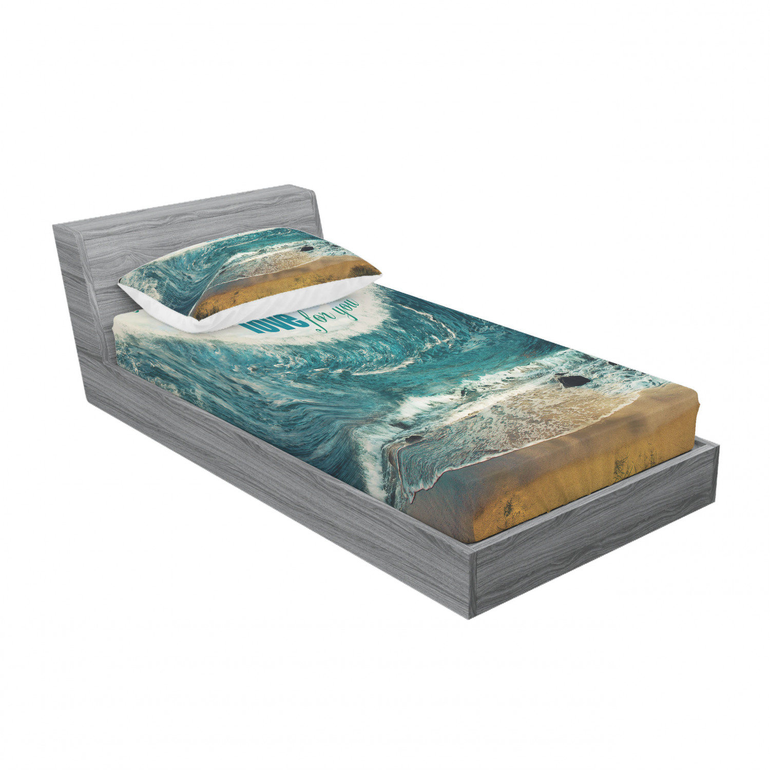 Ambesonne Lettering Fitted Sheet Pillow Sham Set Bedding Decor in 4 Sizes - Picture 222 of 244