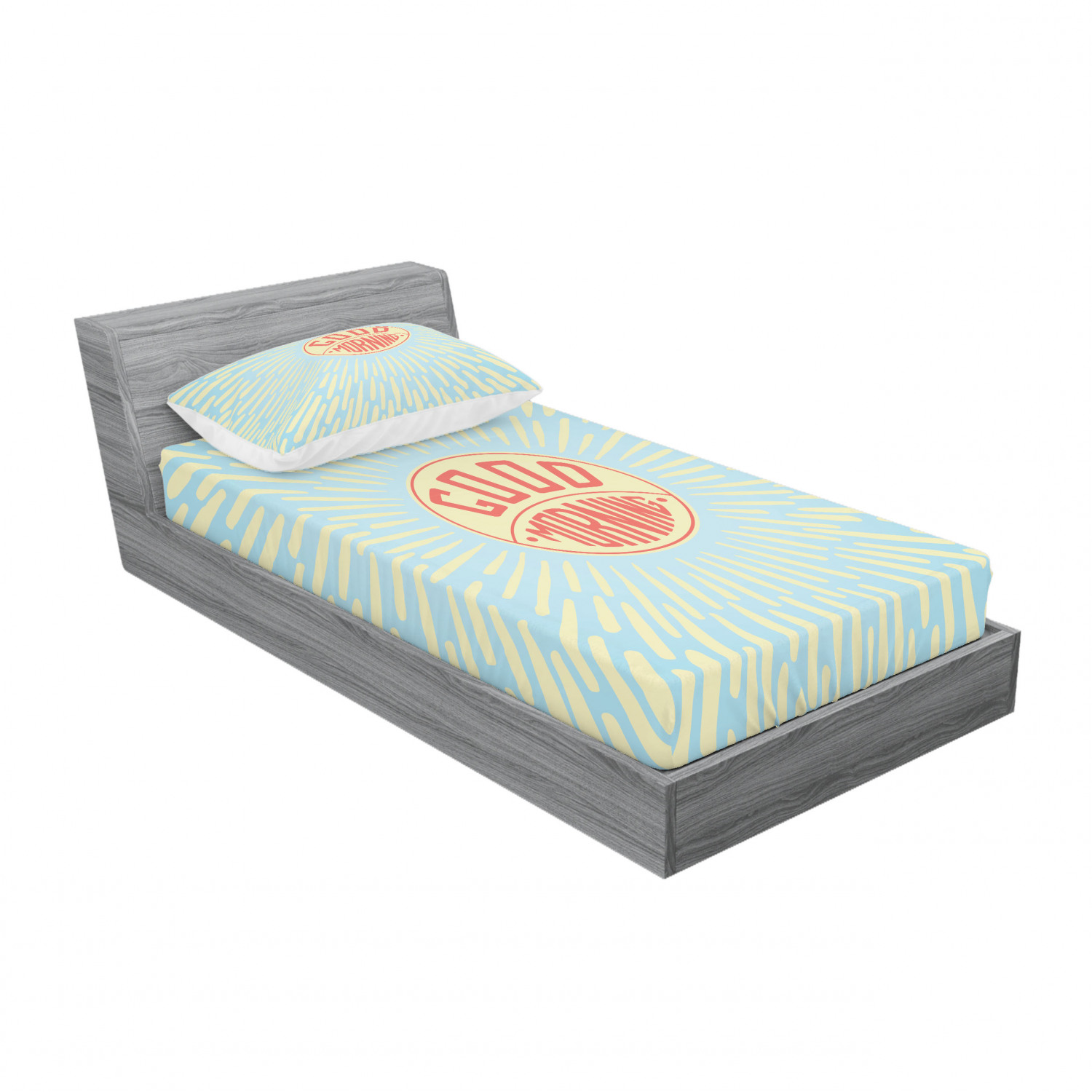 Ambesonne Lettering Fitted Sheet Pillow Sham Set Bedding Decor in 4 Sizes - Picture 78 of 244