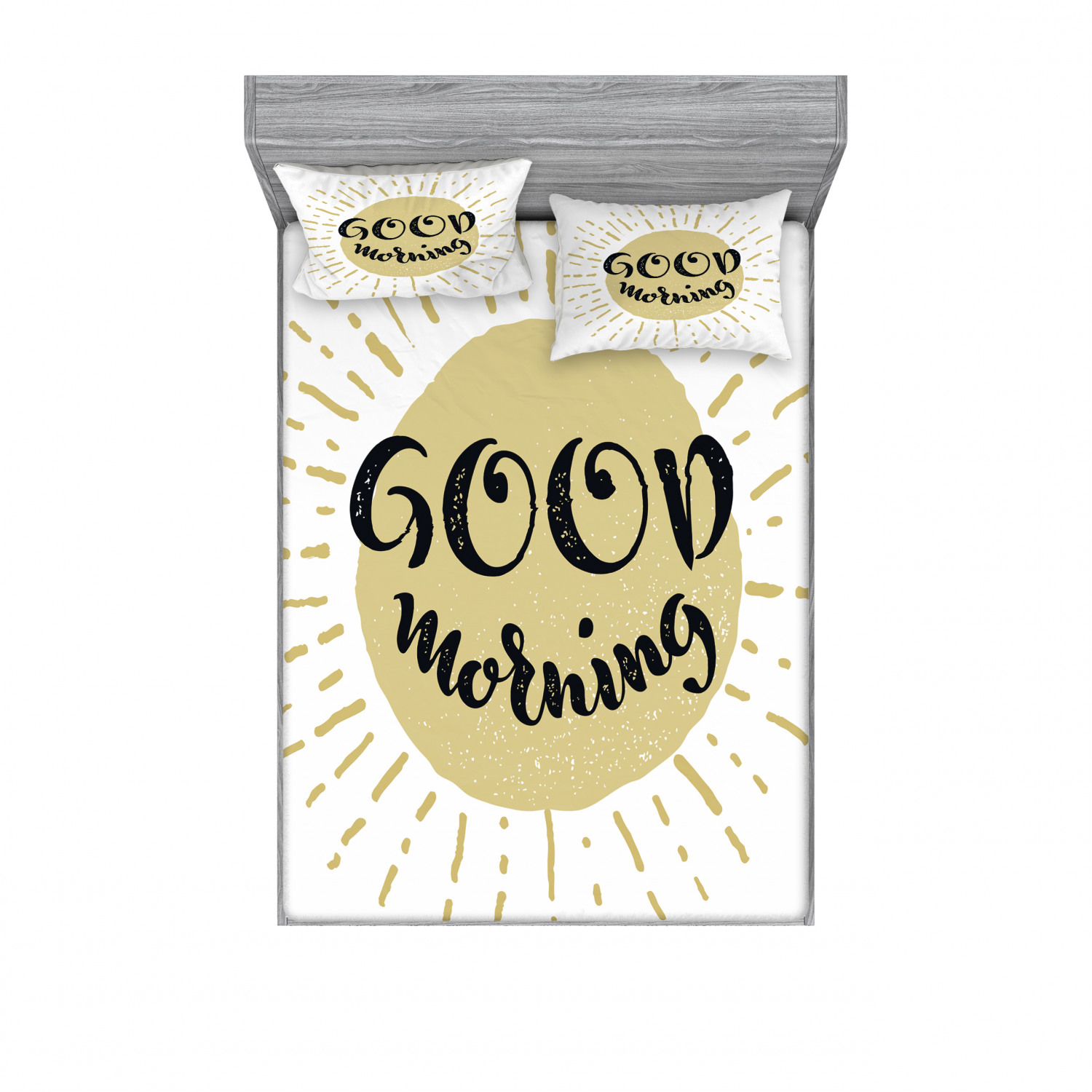 Ambesonne Lettering Fitted Sheet Pillow Sham Set Bedding Decor in 4 Sizes - Picture 43 of 244