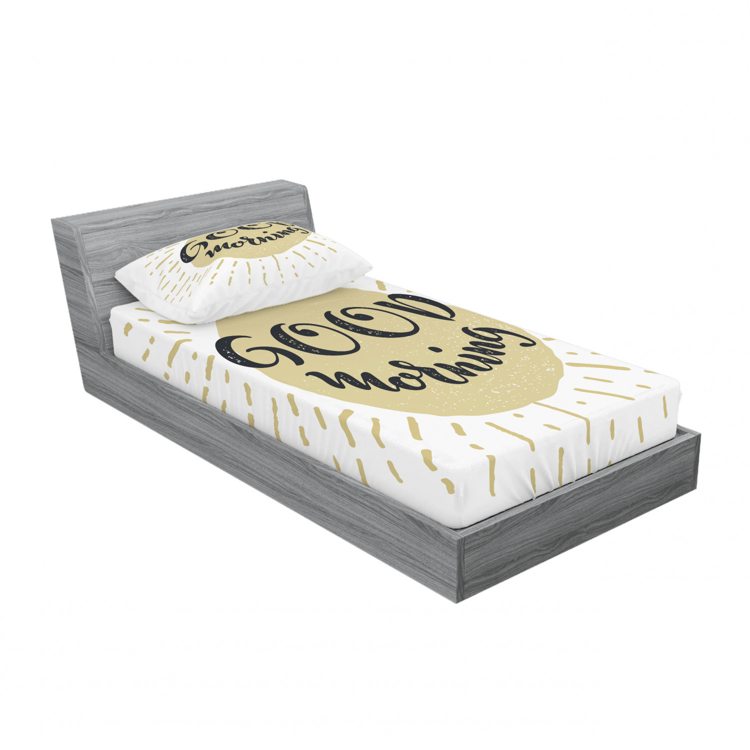 Ambesonne Lettering Fitted Sheet Pillow Sham Set Bedding Decor in 4 Sizes - Picture 42 of 244