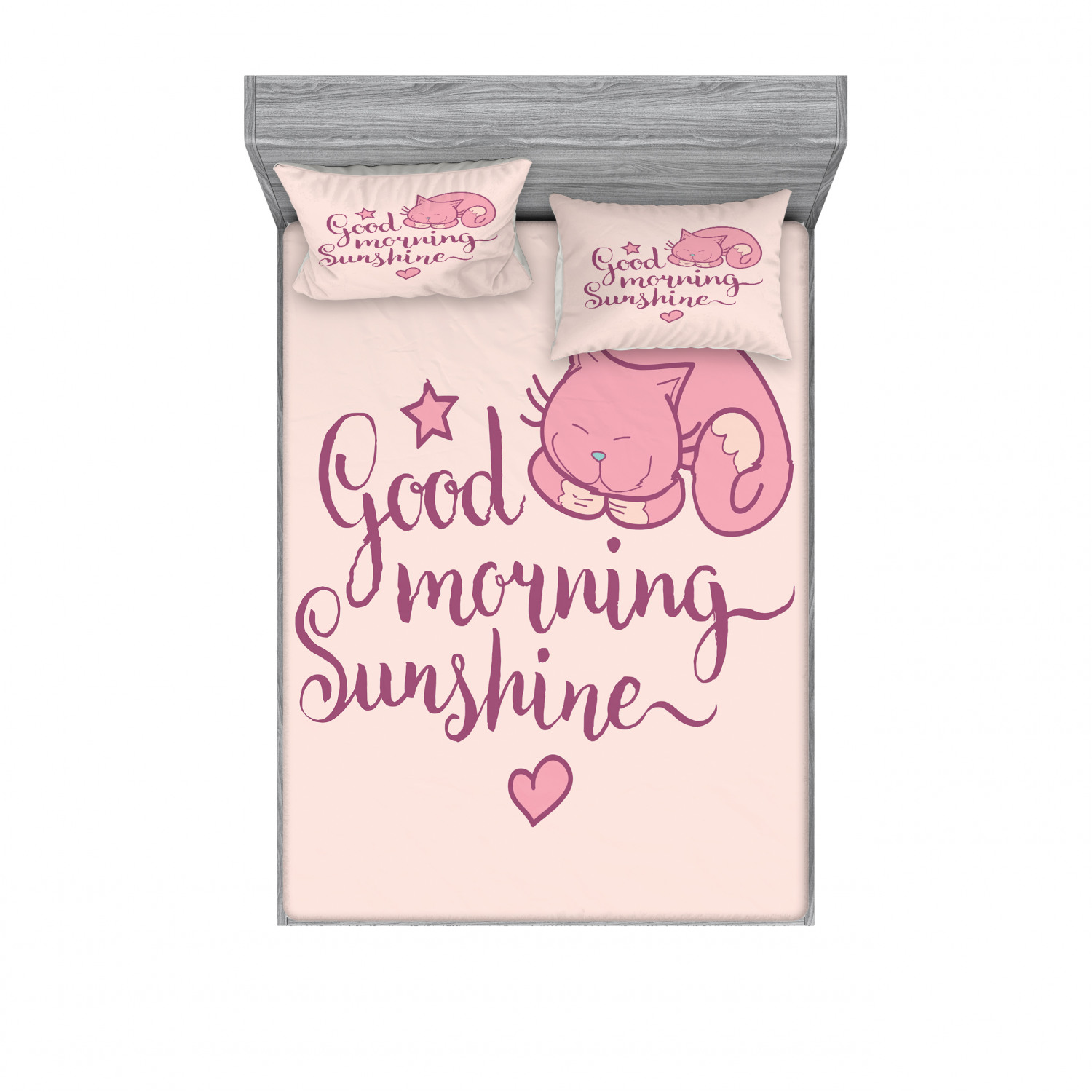 Ambesonne Lettering Fitted Sheet Pillow Sham Set Bedding Decor in 4 Sizes - Picture 183 of 244